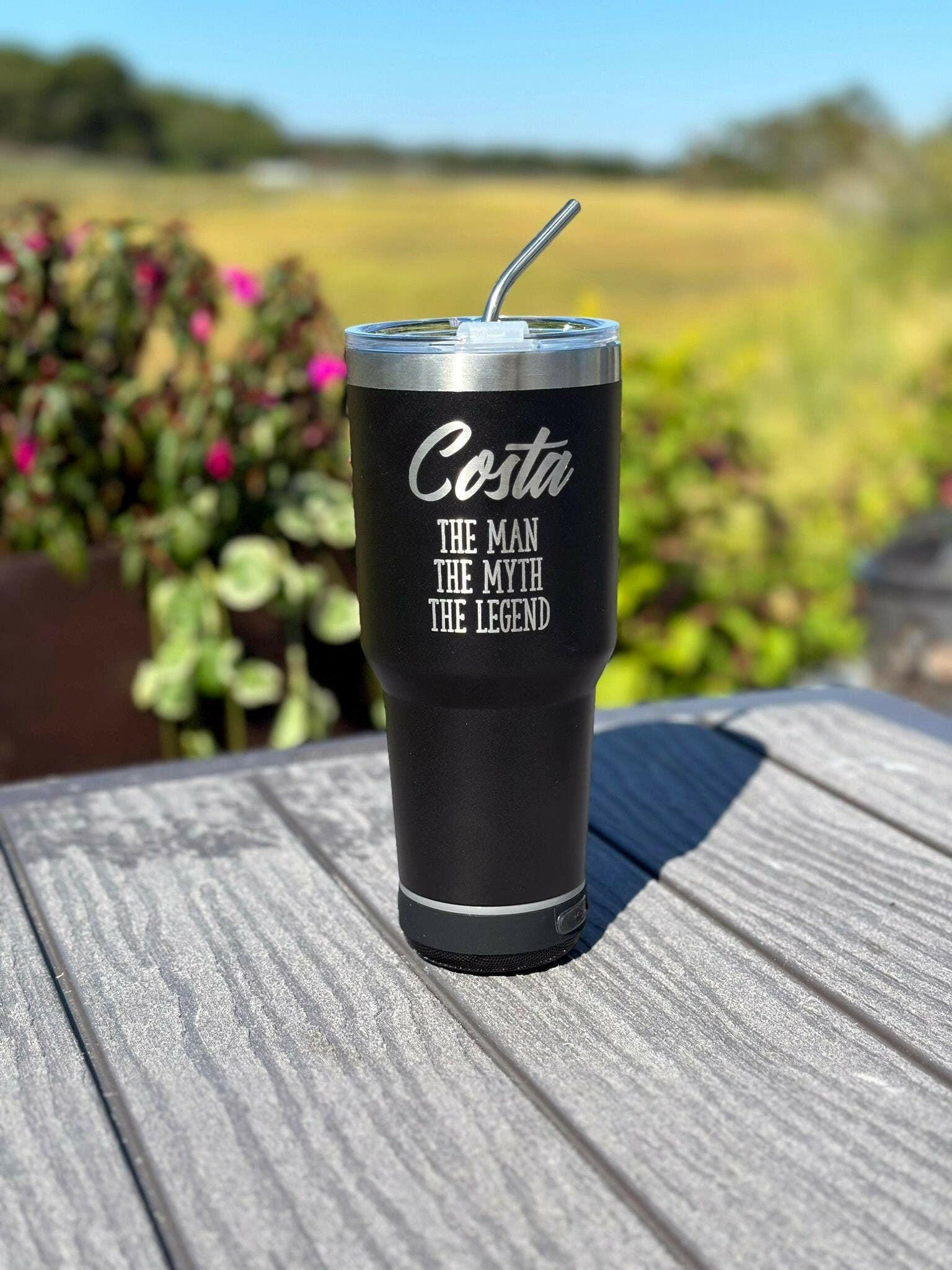 Custom Engraved Bluetooth Speaker Tumbler 30oz.