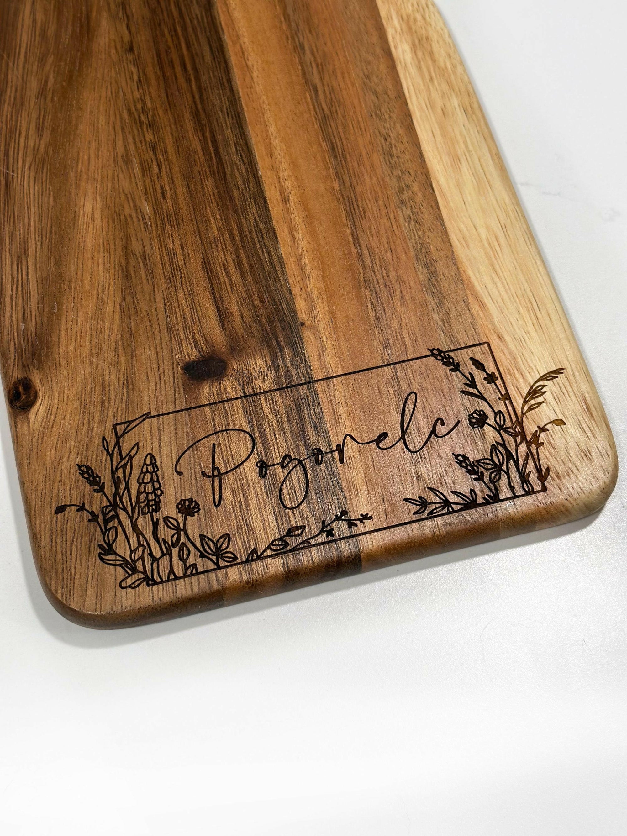 Personalized Mango Wood Cheese Cutting Board.