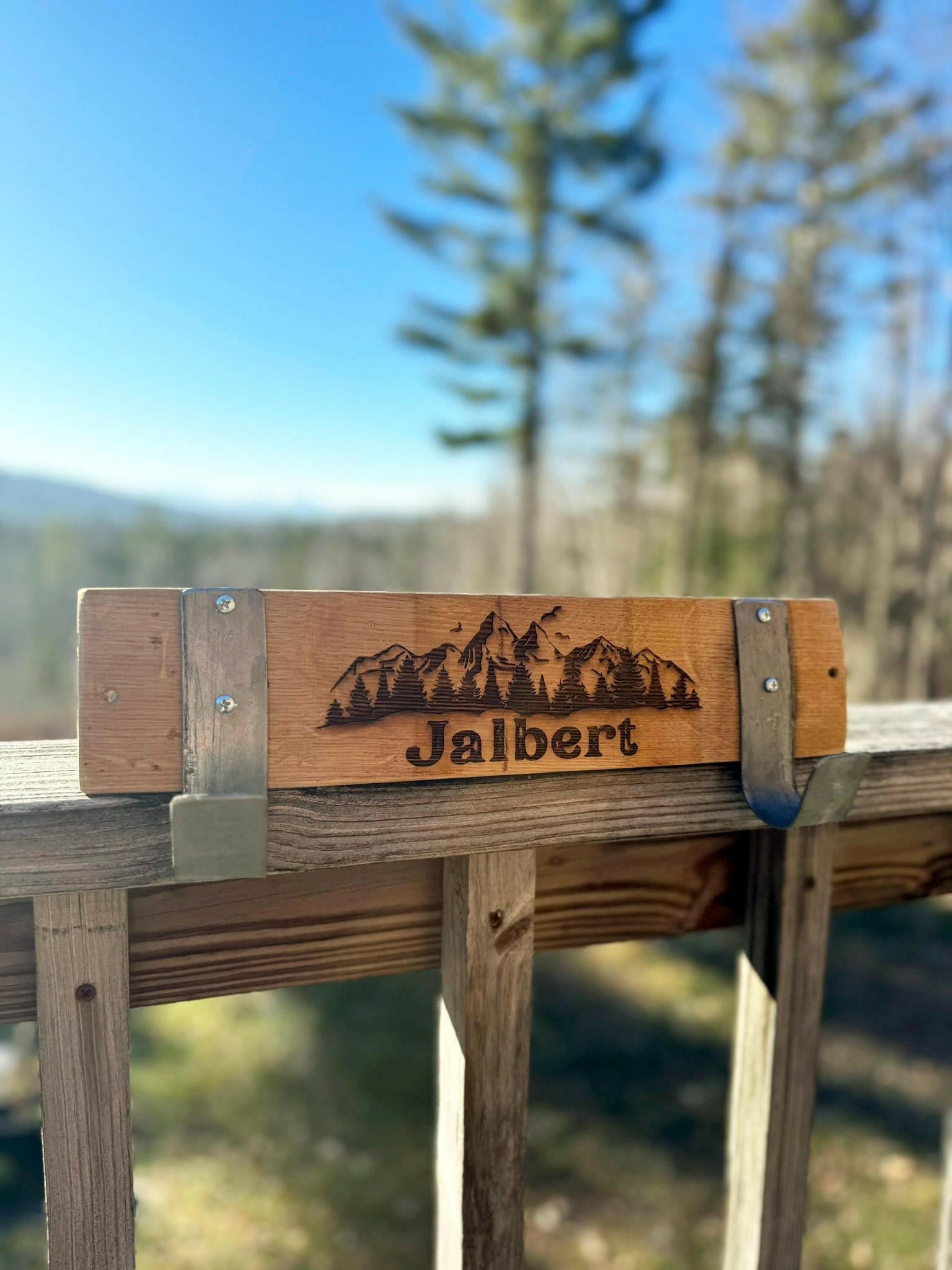 Personalized Repurposed Wine Barrel Coat Rack.