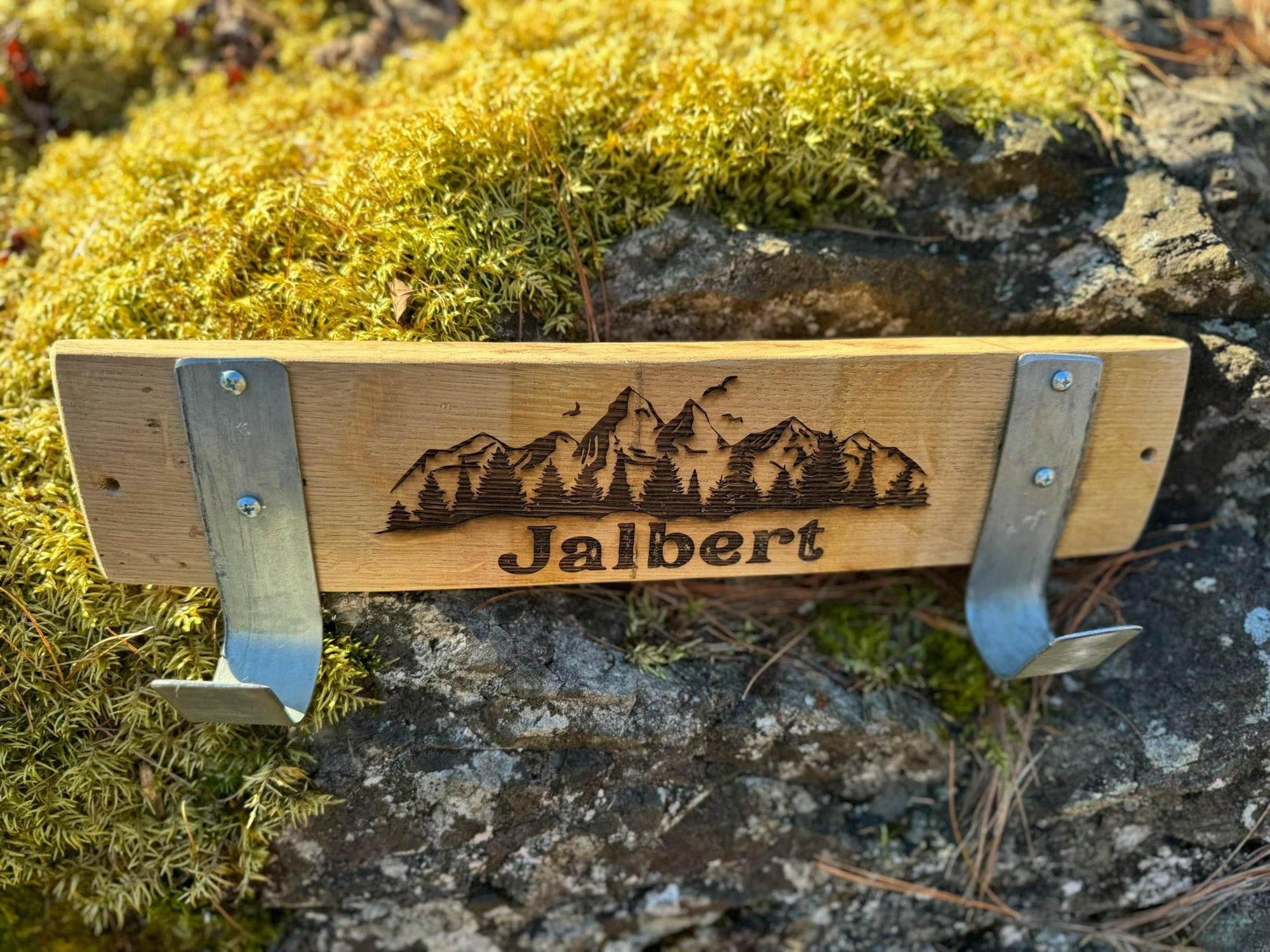 Personalized Repurposed Wine Barrel Coat Rack.