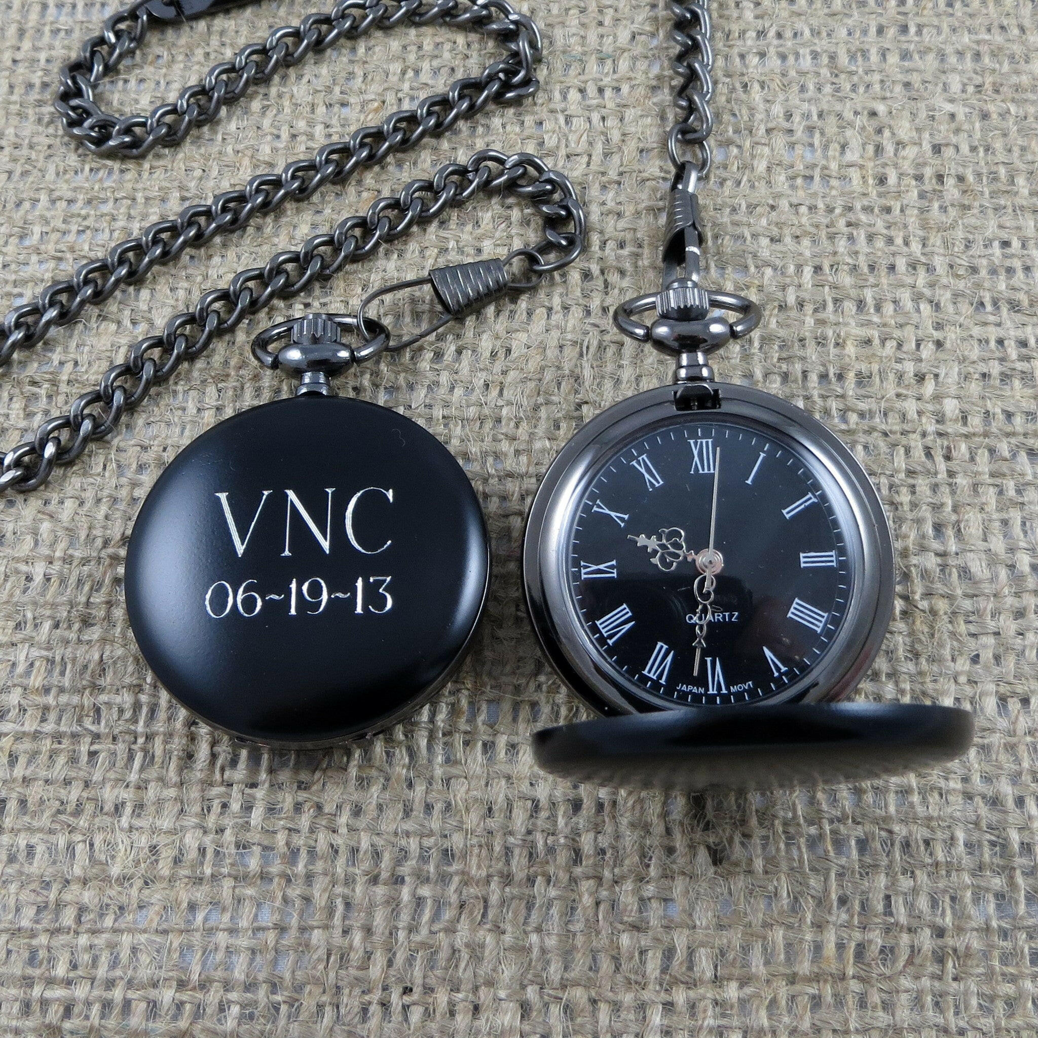 Black Personalized Pocket Watch.