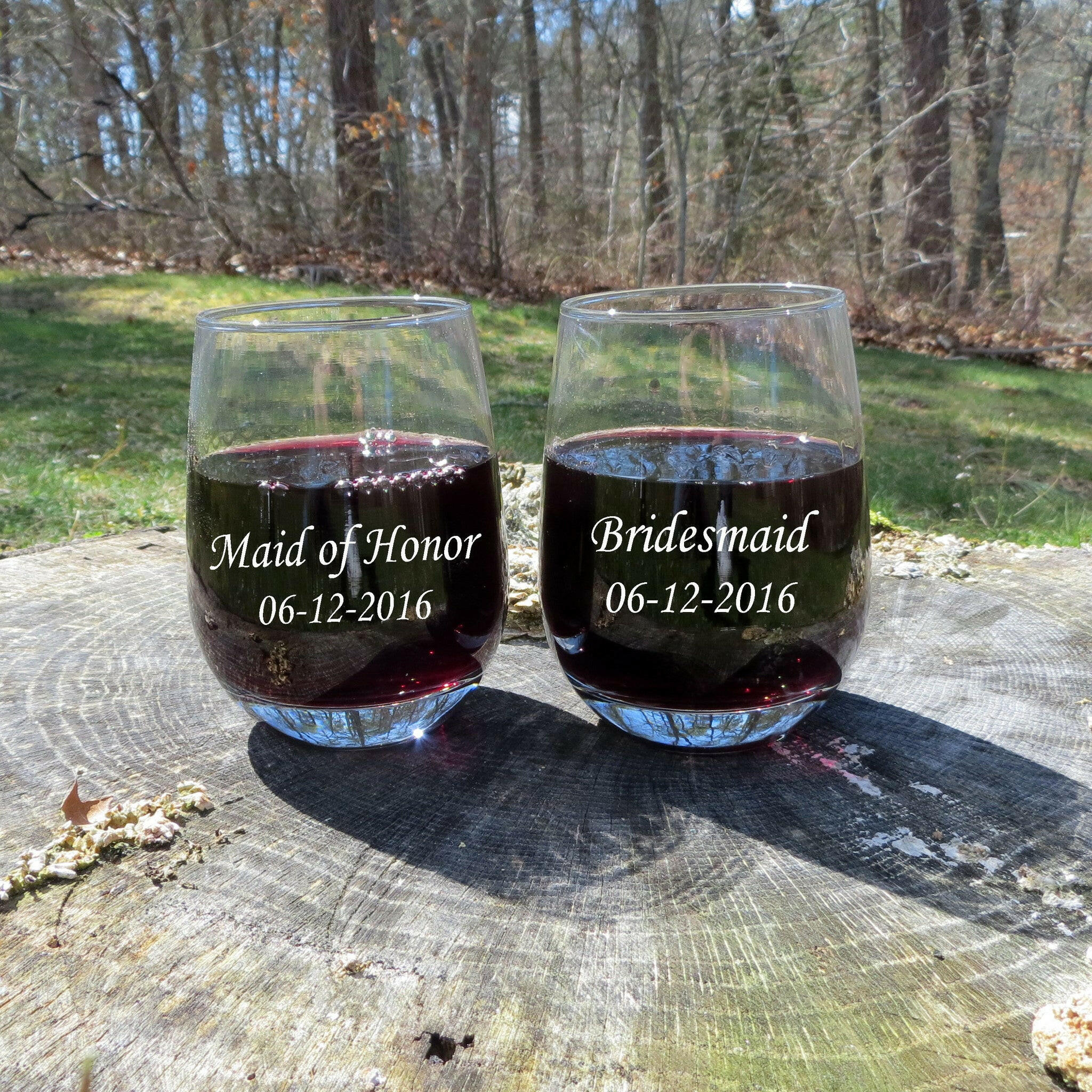 Personalized Stemless Wine Glasses.