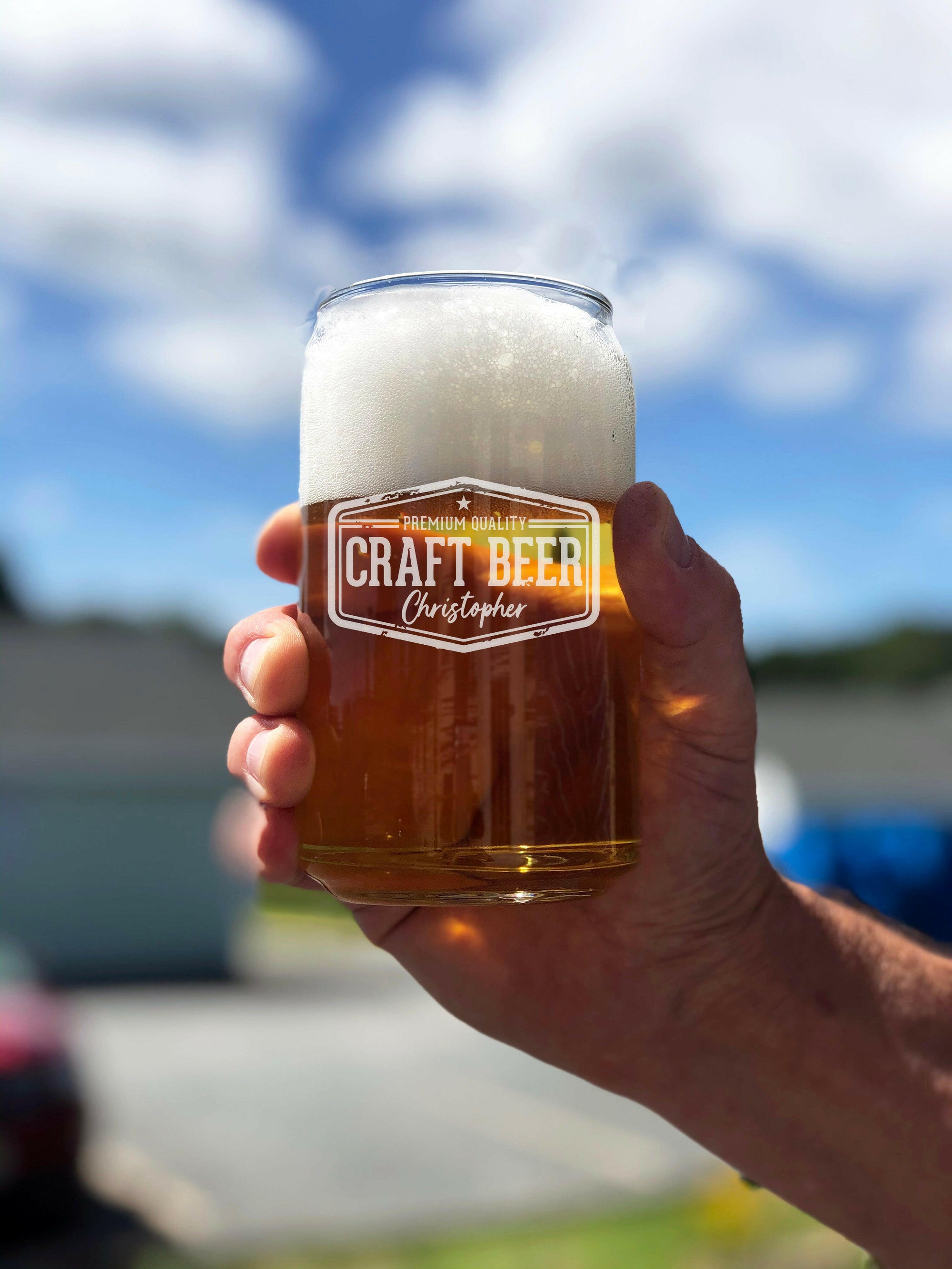 Personalized Beer Can Glass.