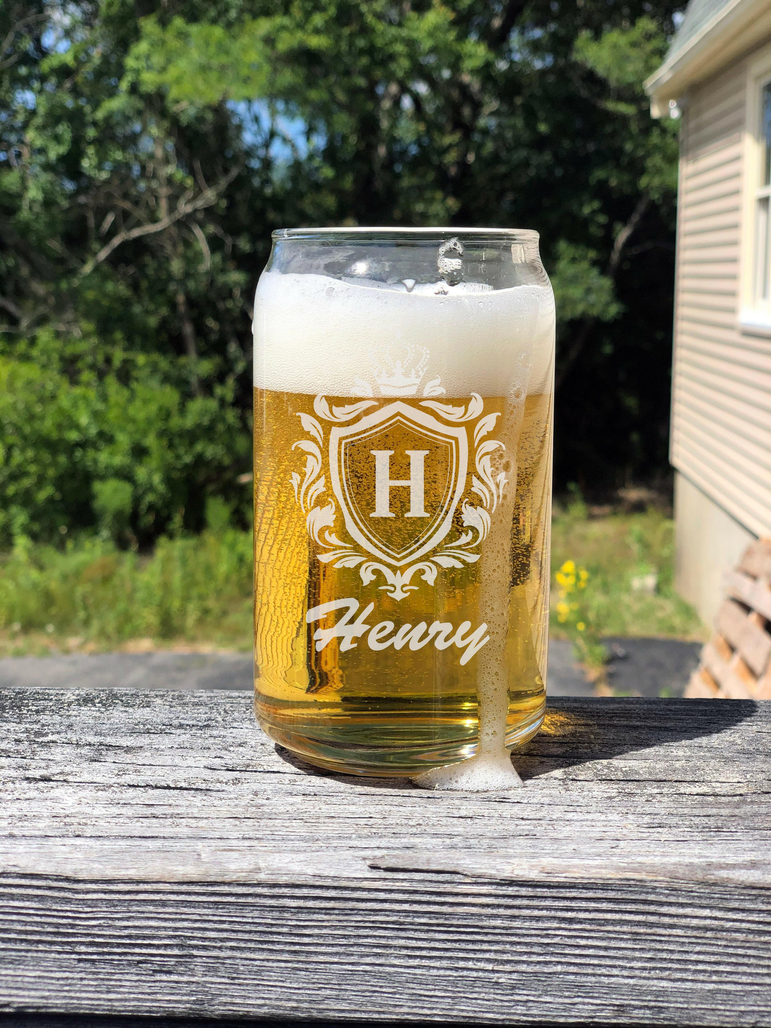 Personalized Beer Can Glass.