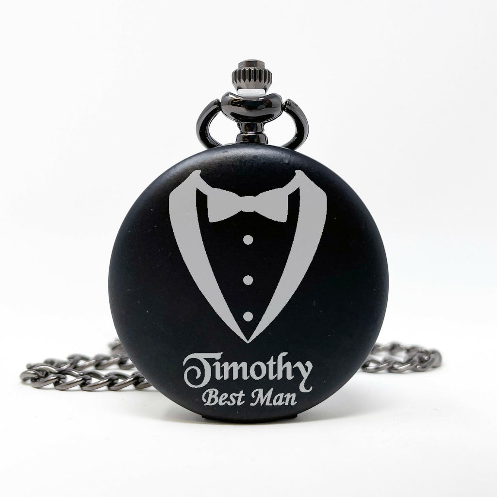 Personalized Black Pocket Watch.