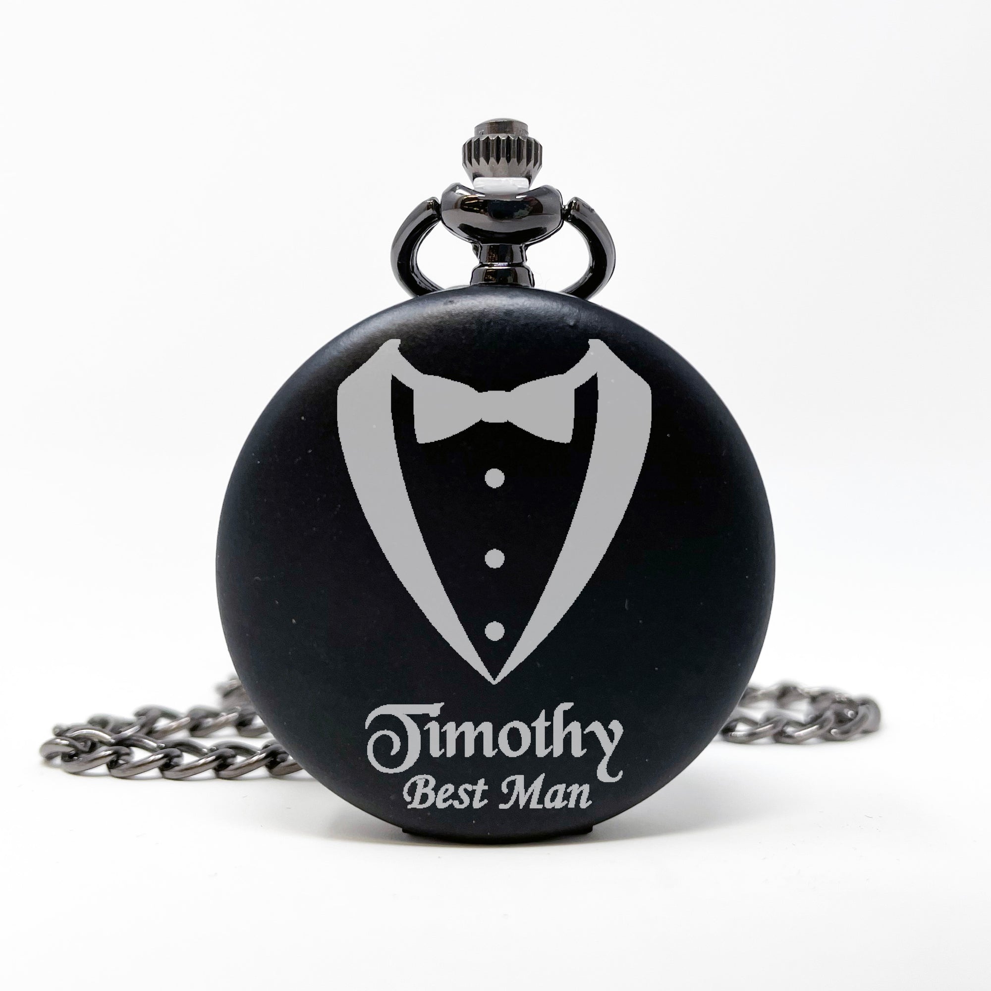 Personalized Black Pocket Watch