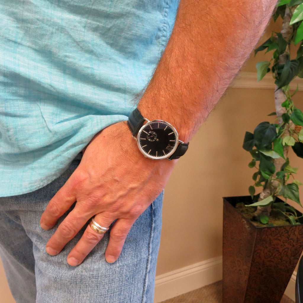 Mens Personalized Black Wrist Watch