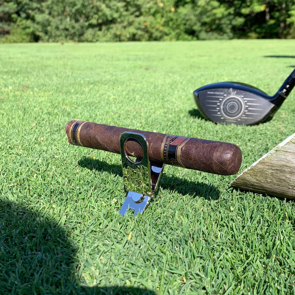 Personalized Golf Divot Tool with Cigar Holder.