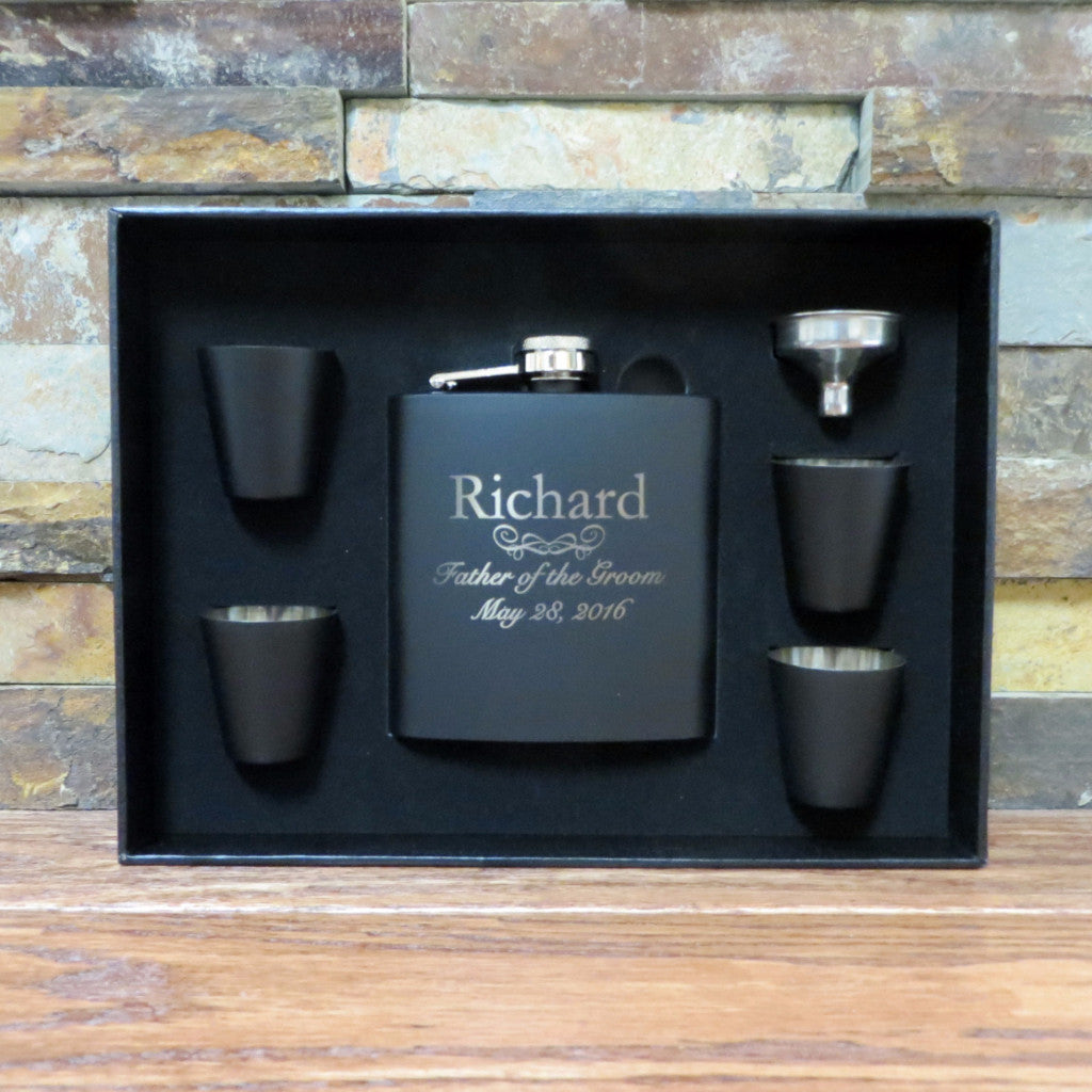 Personalized Flask Set with Shot Glasses