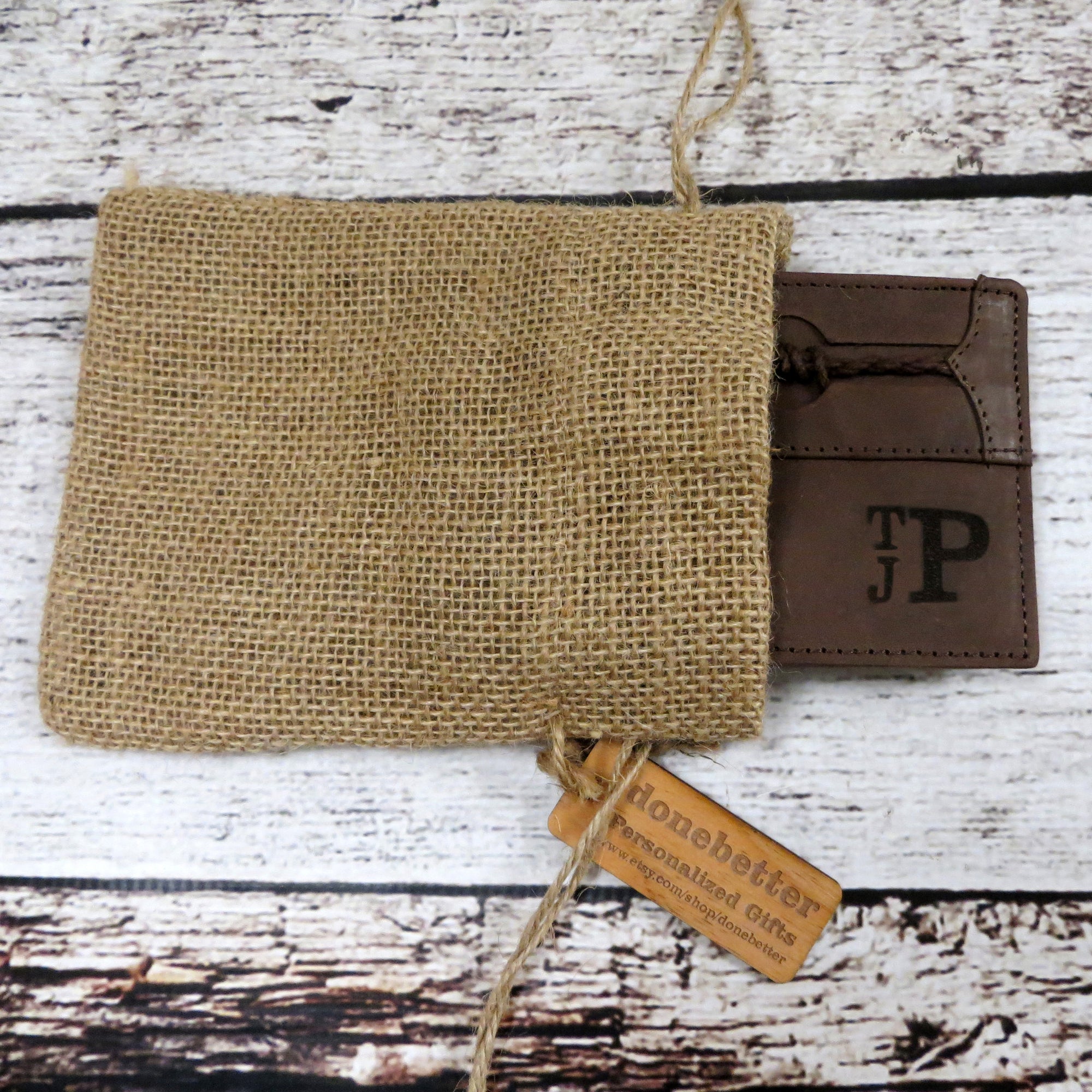 Braided Accent Personalized Leather Wallet