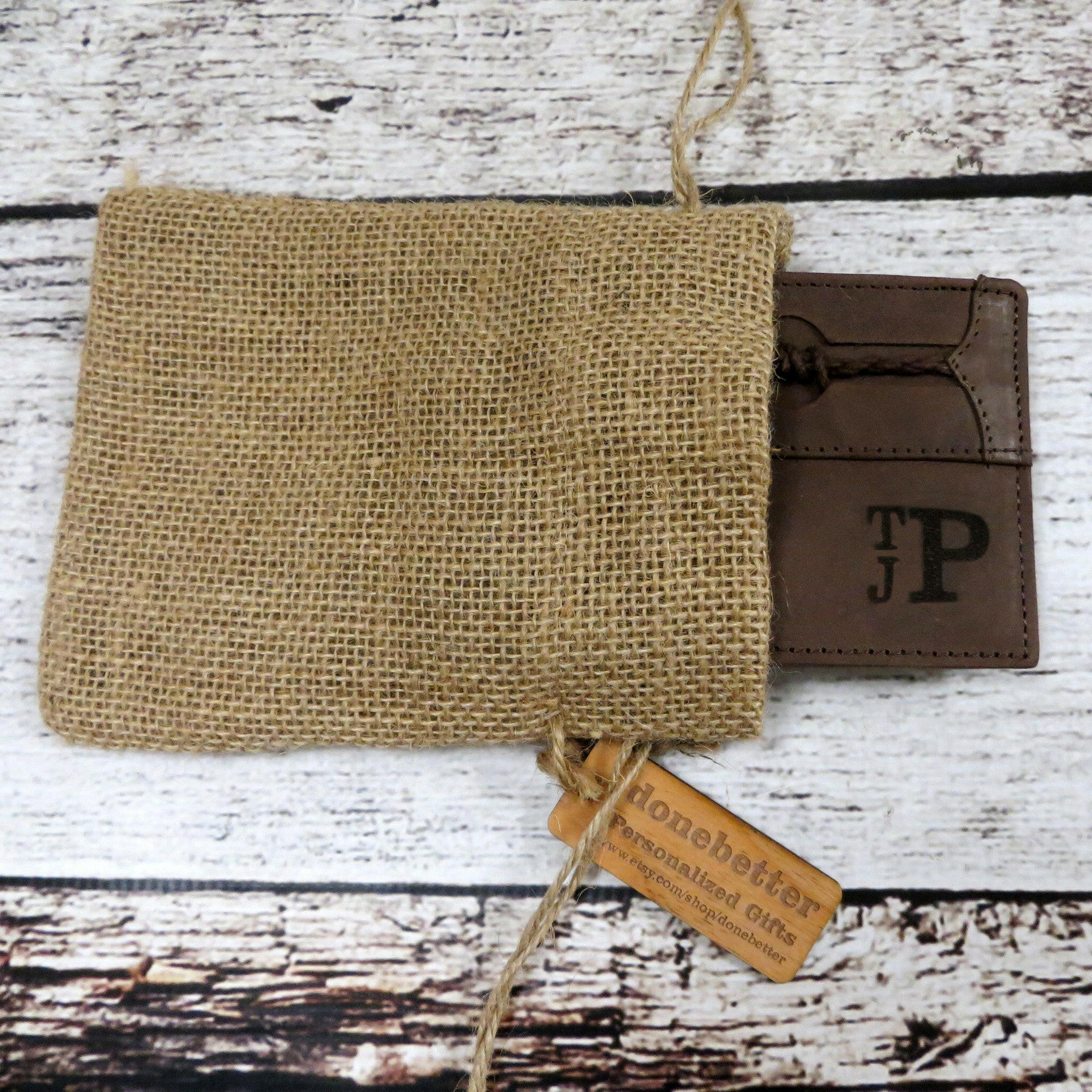 Braided Accent Personalized Leather Wallet.