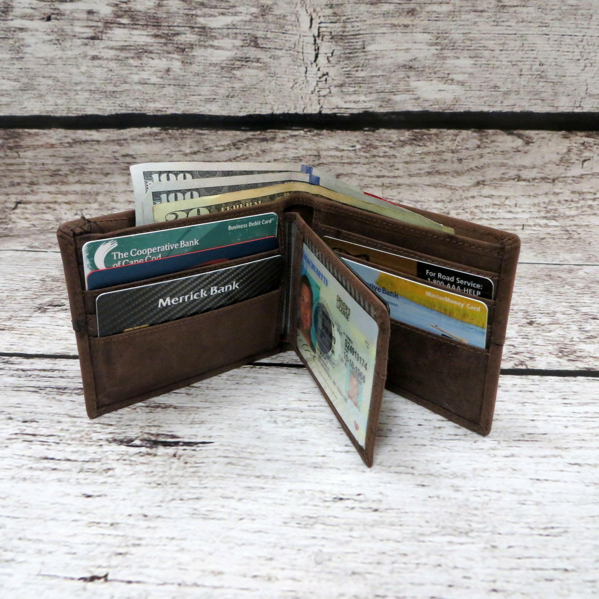 Braided Accent Personalized Leather Wallet.