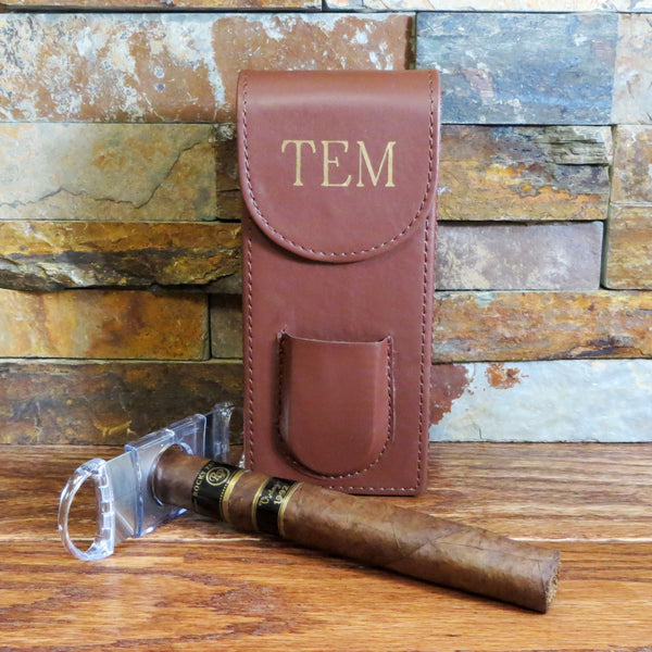 Personalized Cigar Case with Cigar Cutter
