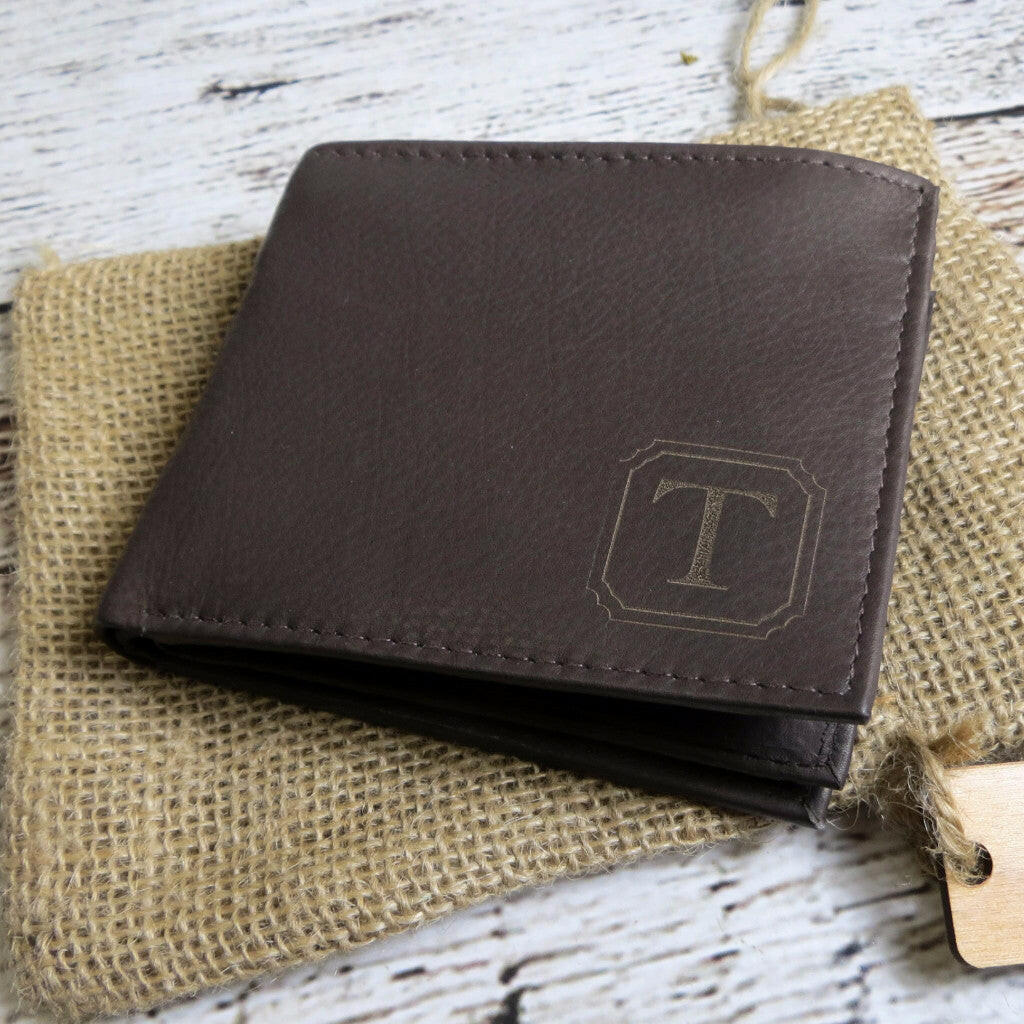 Brown Personalized Leather Wallet.