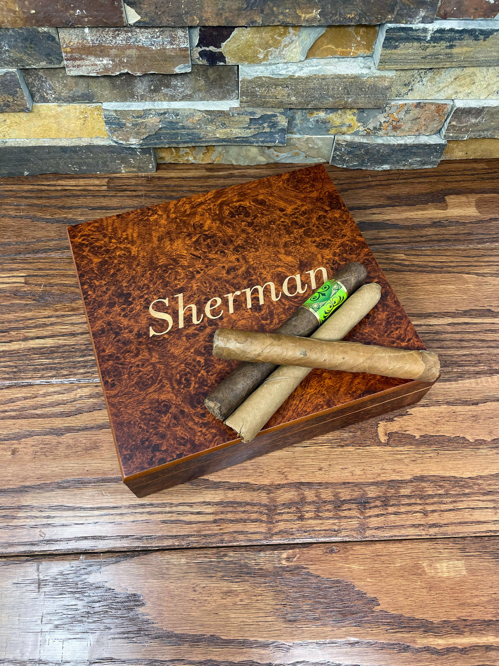 Marble Personalized Humidor and Keepsake Box.