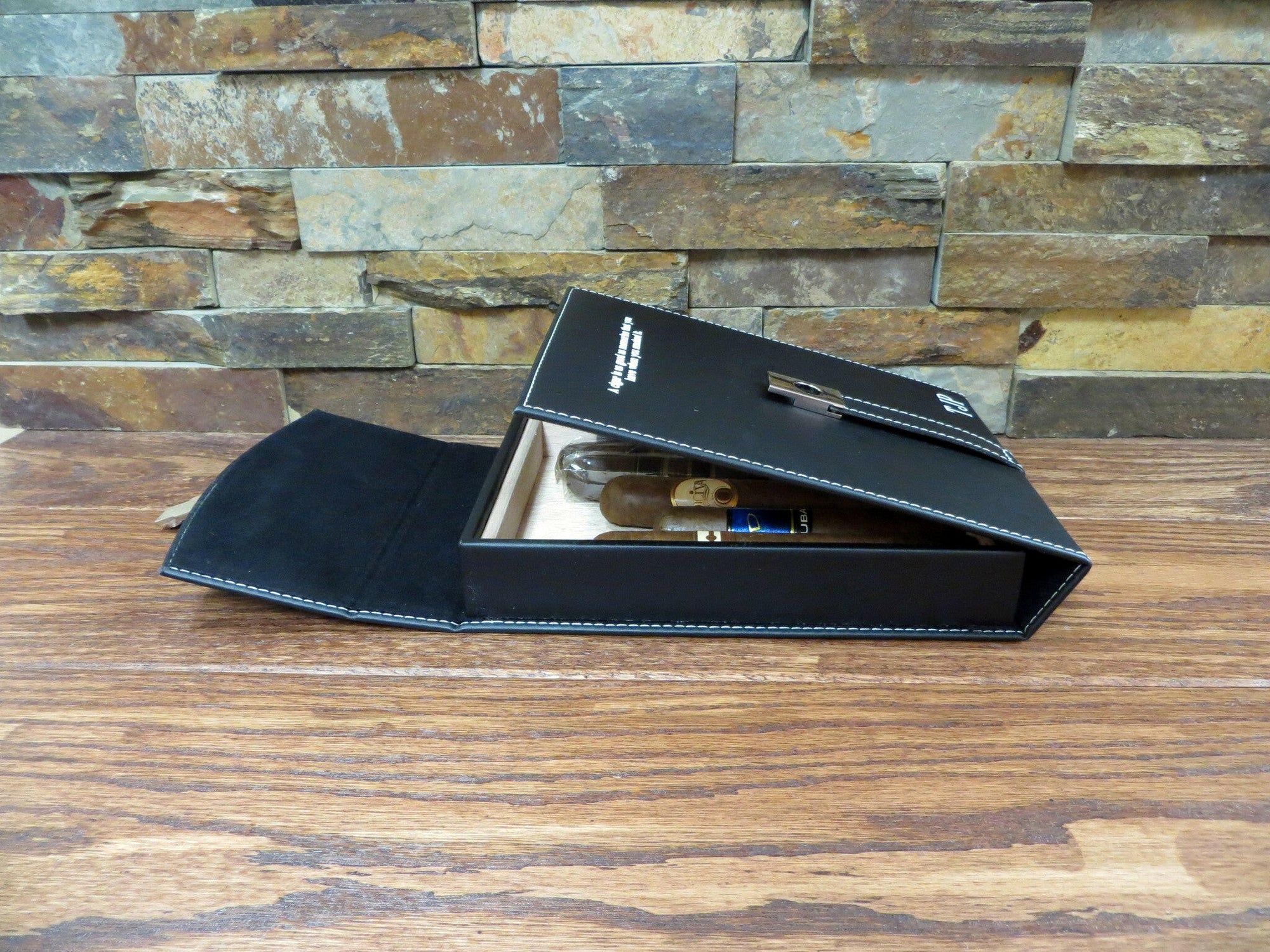 Personalized Black Cigar Humidor.