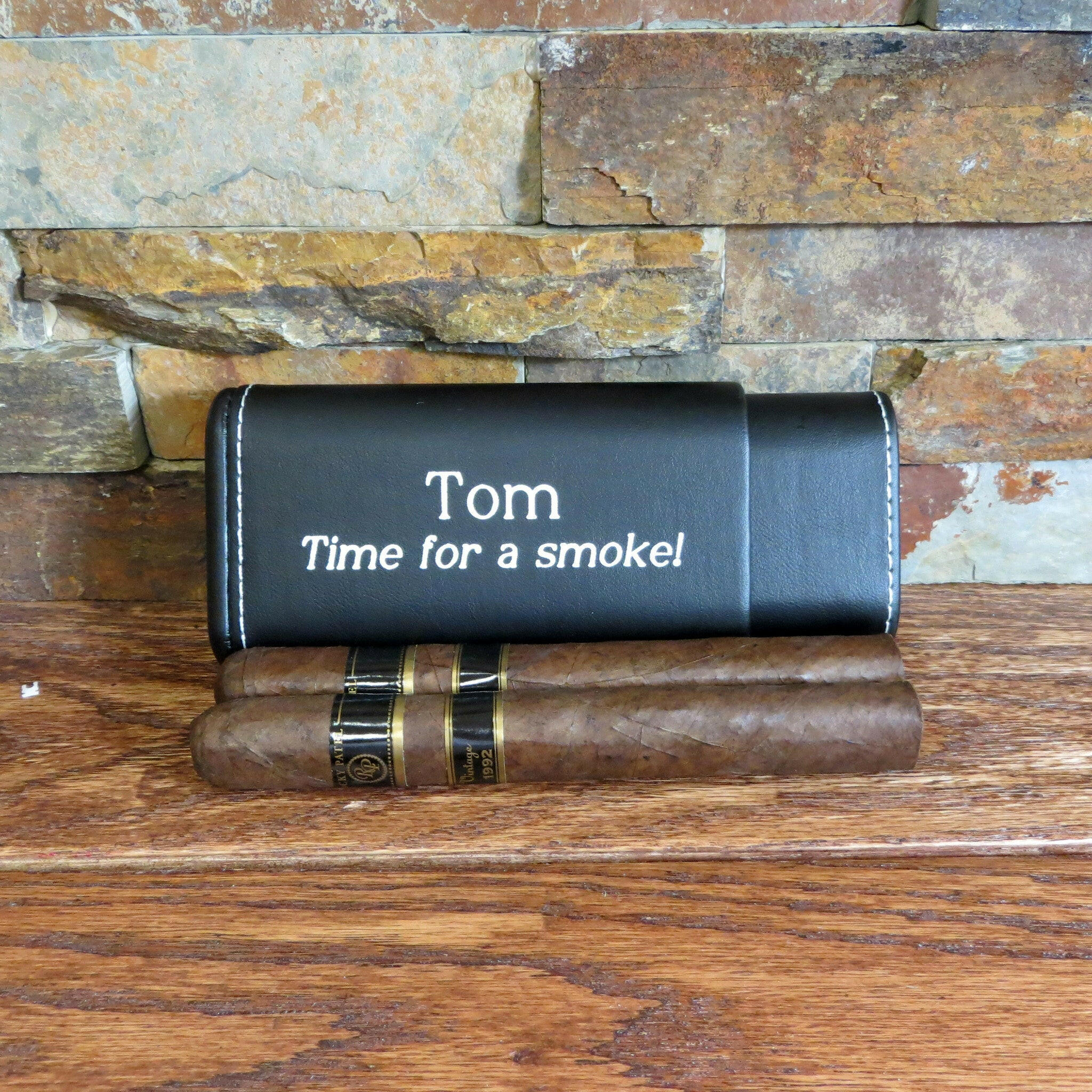 Black Personalized Cigar Case.