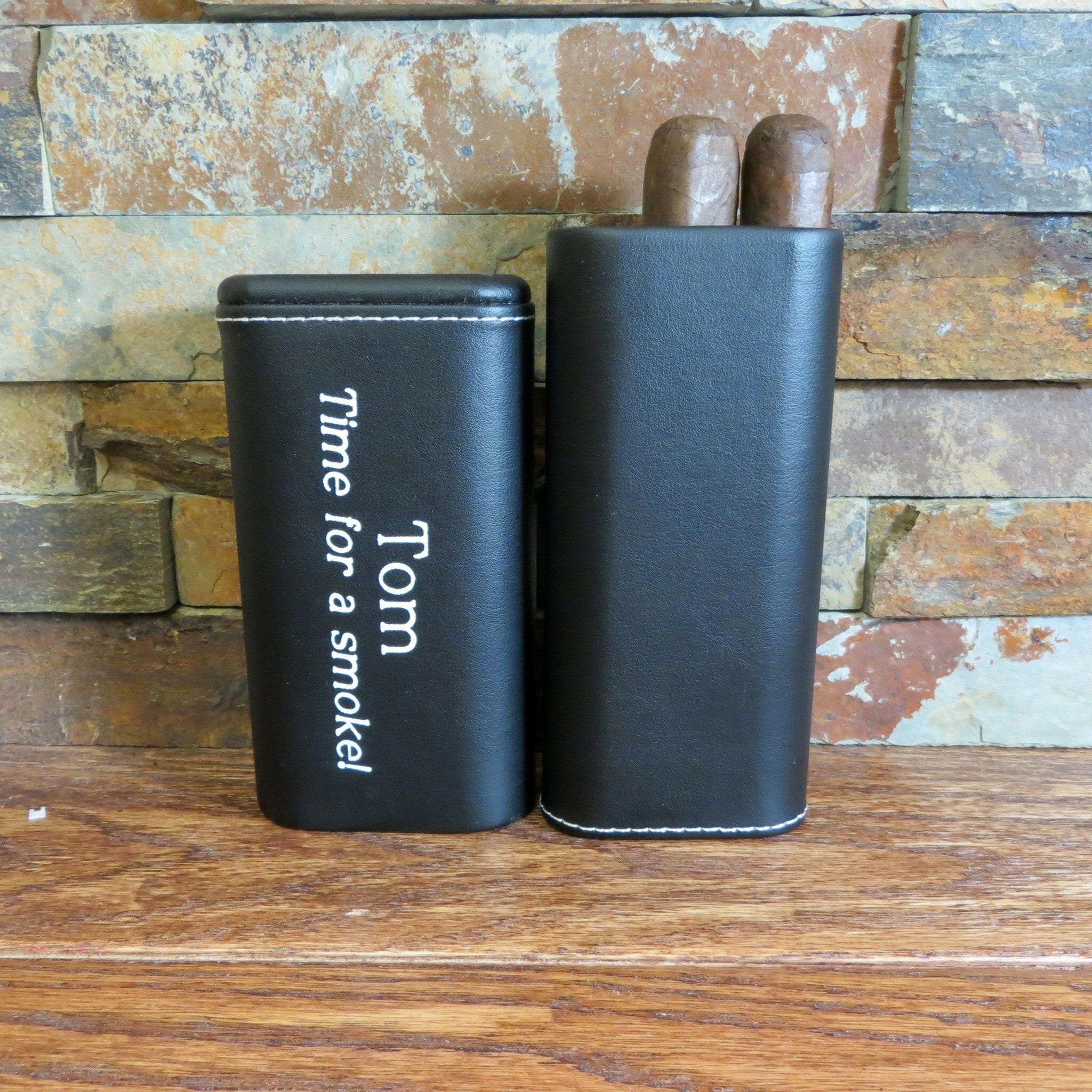 Black Personalized Cigar Case.