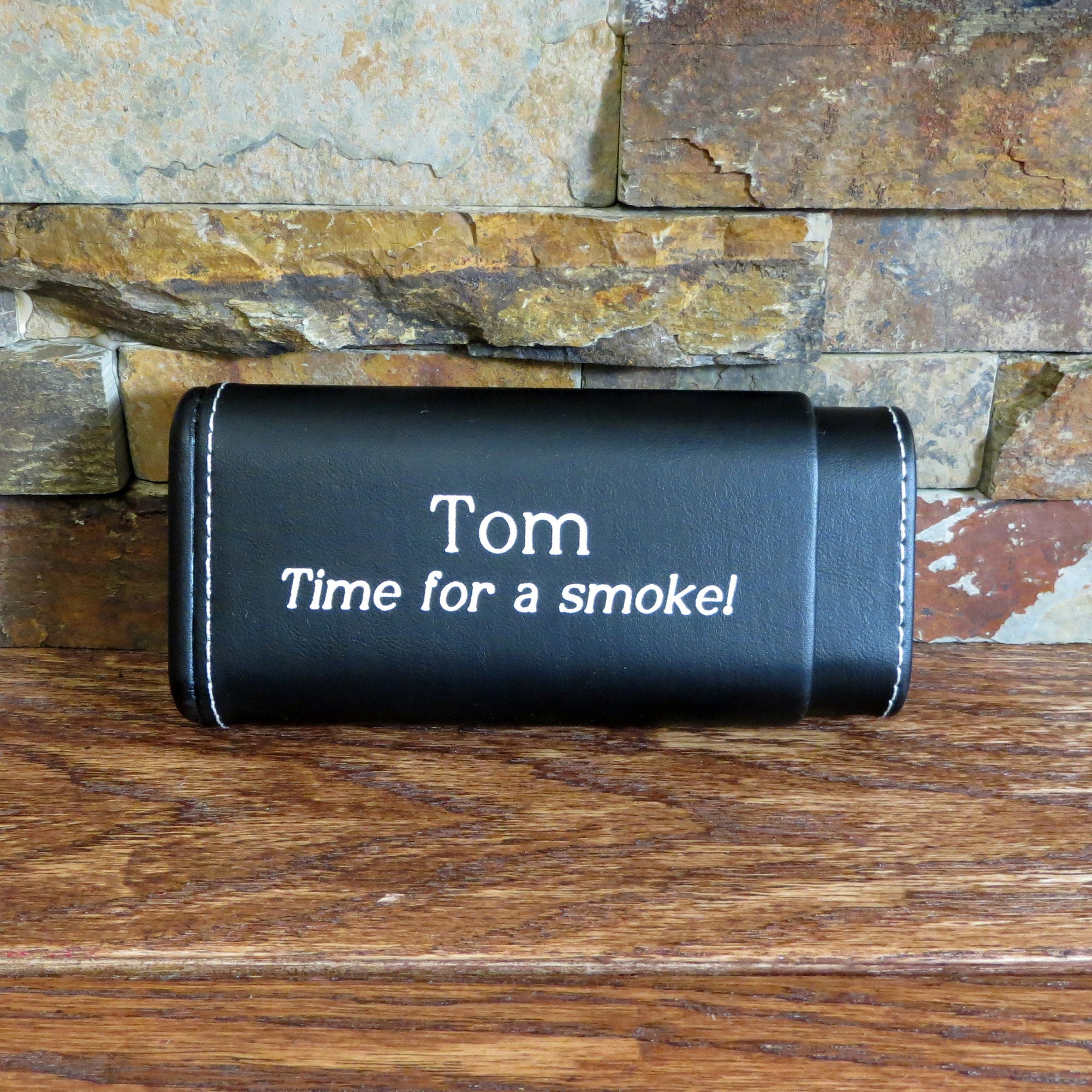 Black Personalized Cigar Case