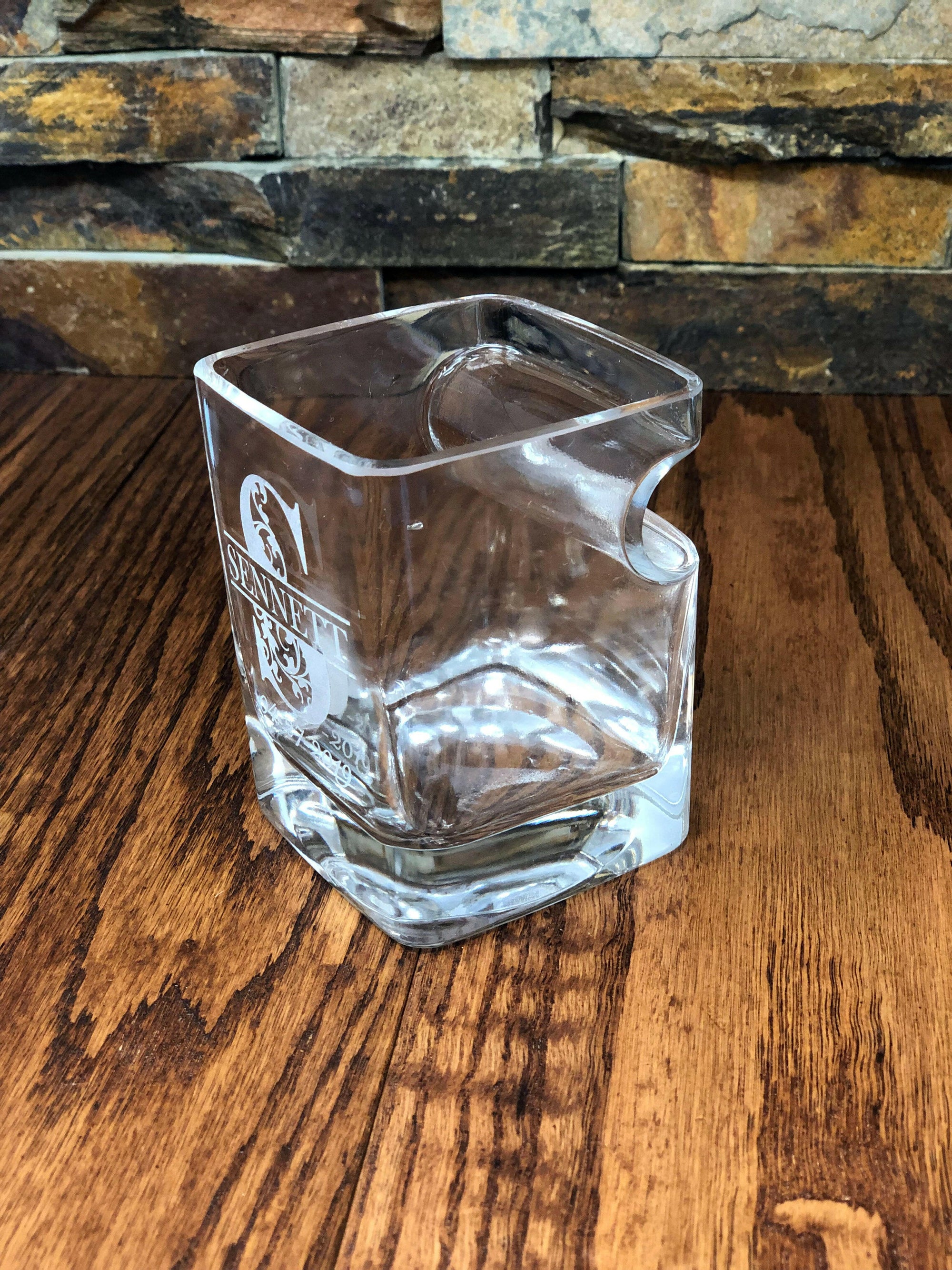 Personalized Cigar Holder Whiskey Glass.
