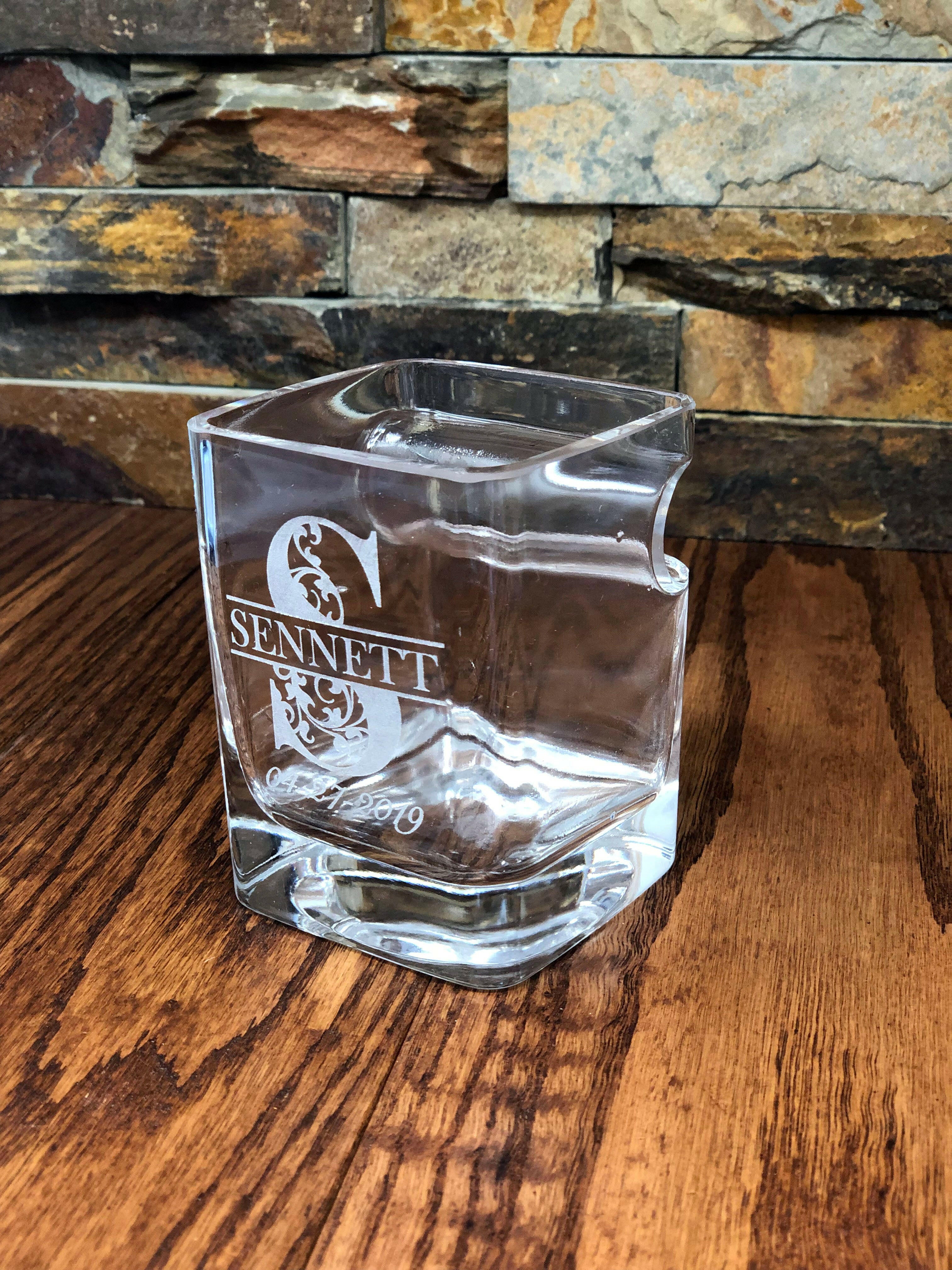 Personalized Cigar Holder Whiskey Glass.
