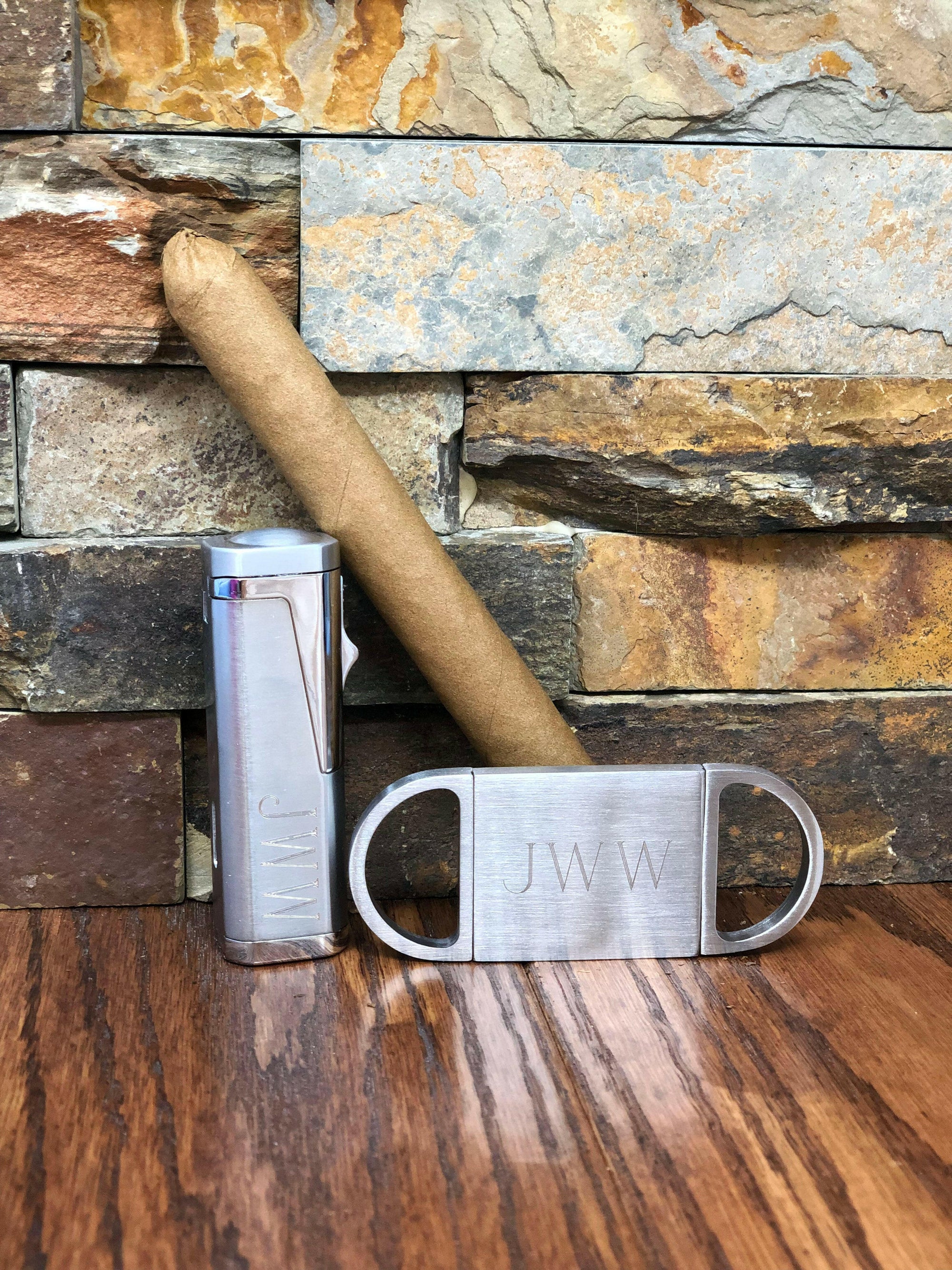 Cigar Lighter with Cigar Cutter Set.