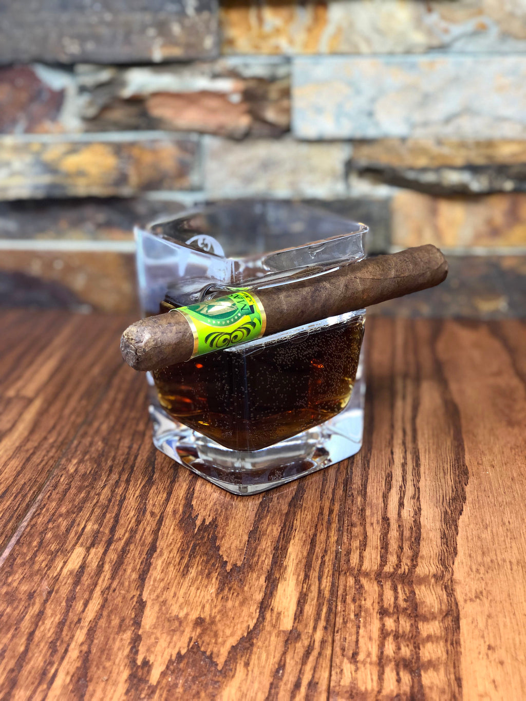 Personalized Cigar Holder Whiskey Glass.