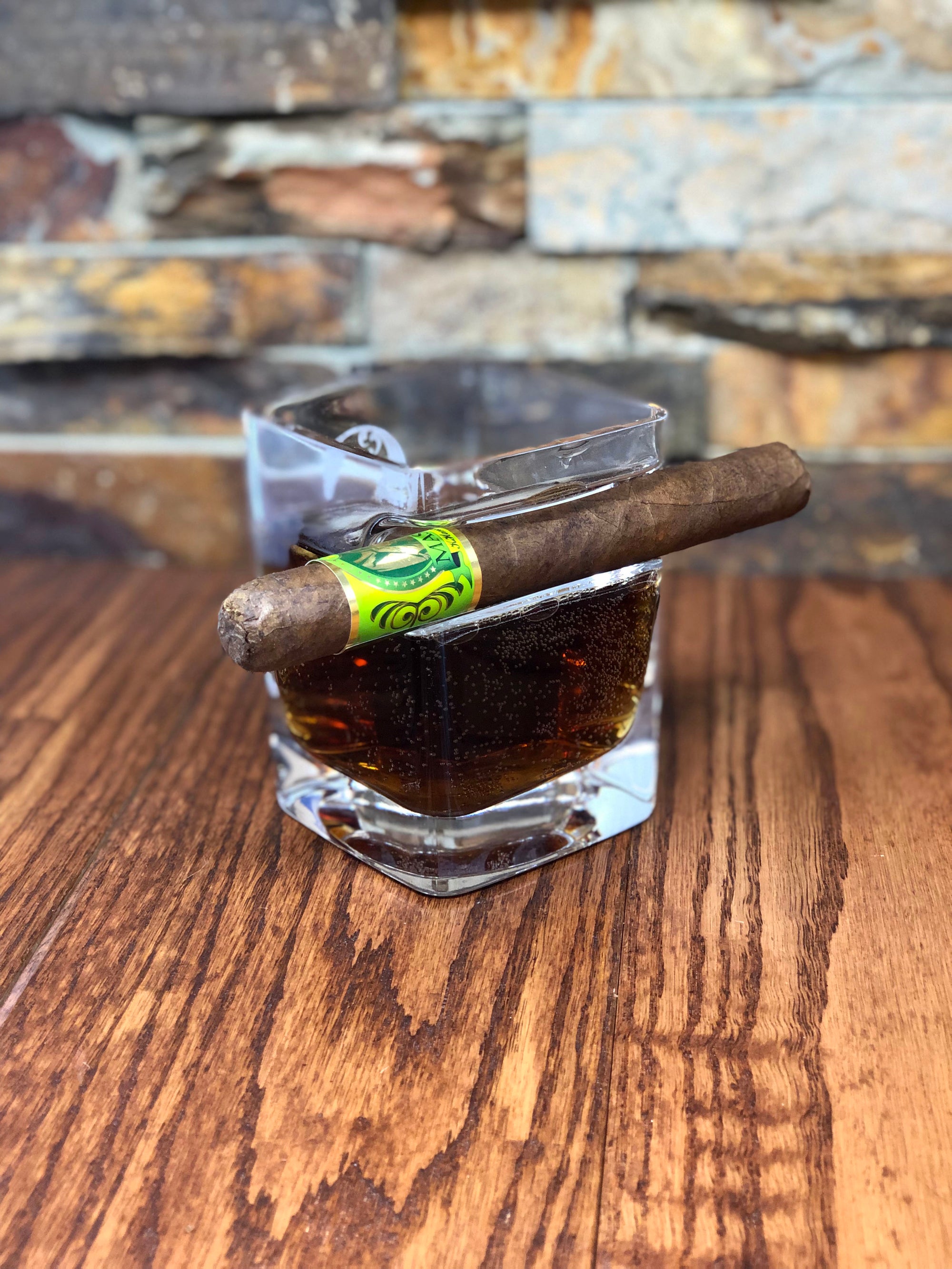 Personalized Cigar Holder Whiskey Glass