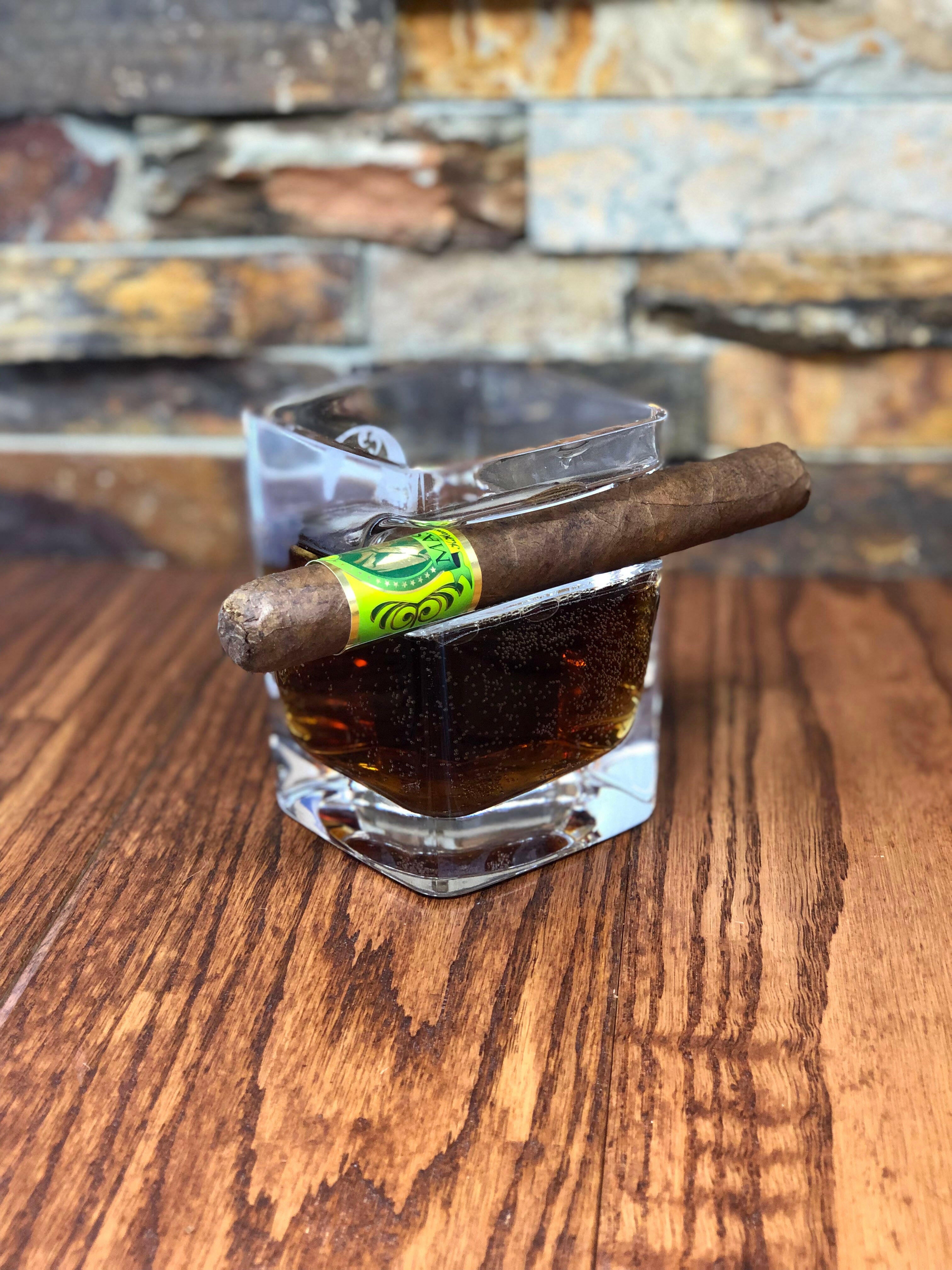 Personalized Cigar Holder Whiskey Glass.