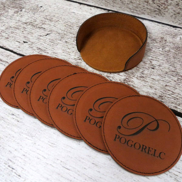 Leatherette Personalized Coaster Set