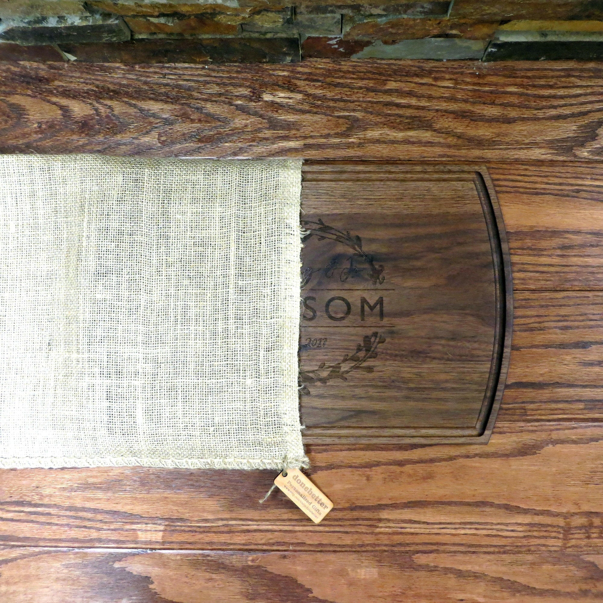 Leaf Designed Wedding Personalized Cutting Board.