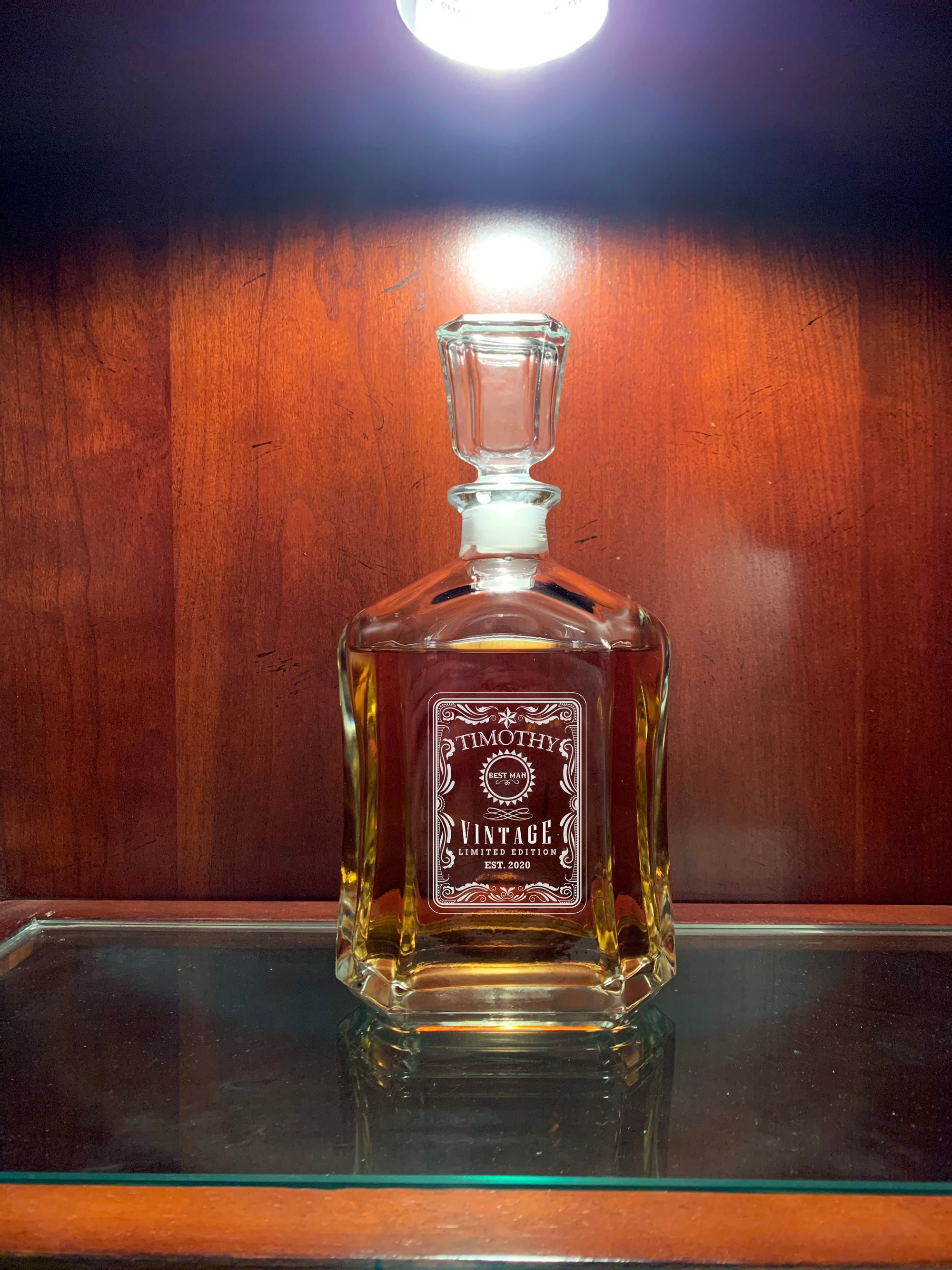 Personalized Whiskey Decanter with Whiskey Glasses
