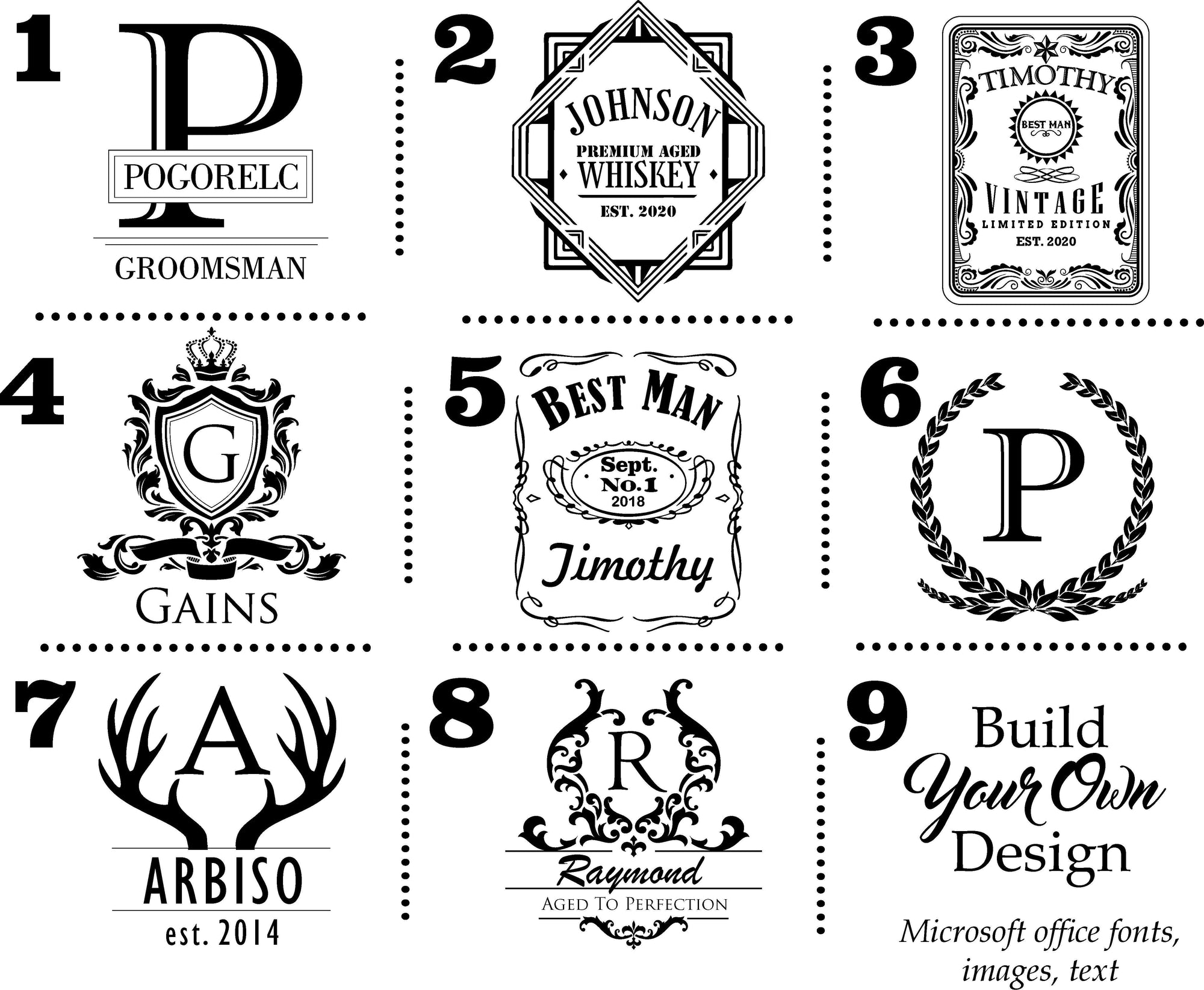 Square Personalized Whiskey Decanter designs