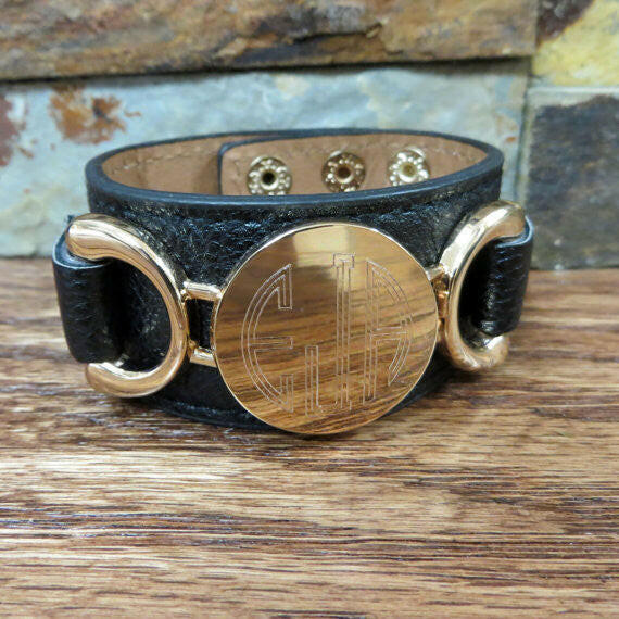 Beige with Gold Initial Bracelet.