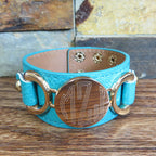 Southwest Orange Leather Monogram Bracelet w/ Gold Disc