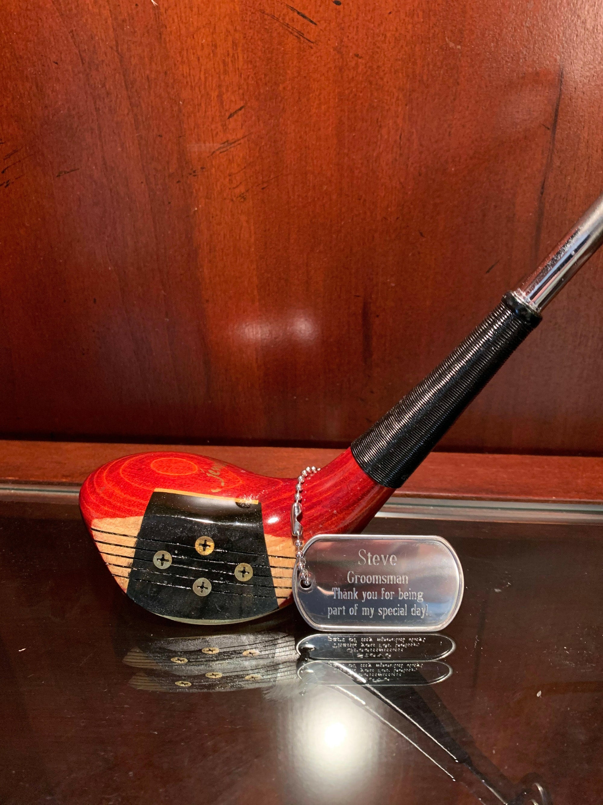 Golf Club Bottle Opener Personalized with Dog Tag.