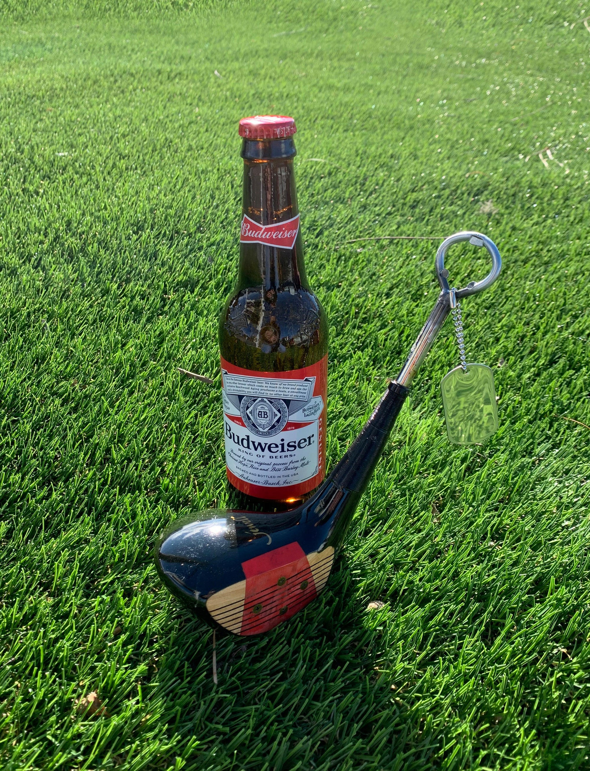 Golf Club Bottle Opener Personalized with Dog Tag.