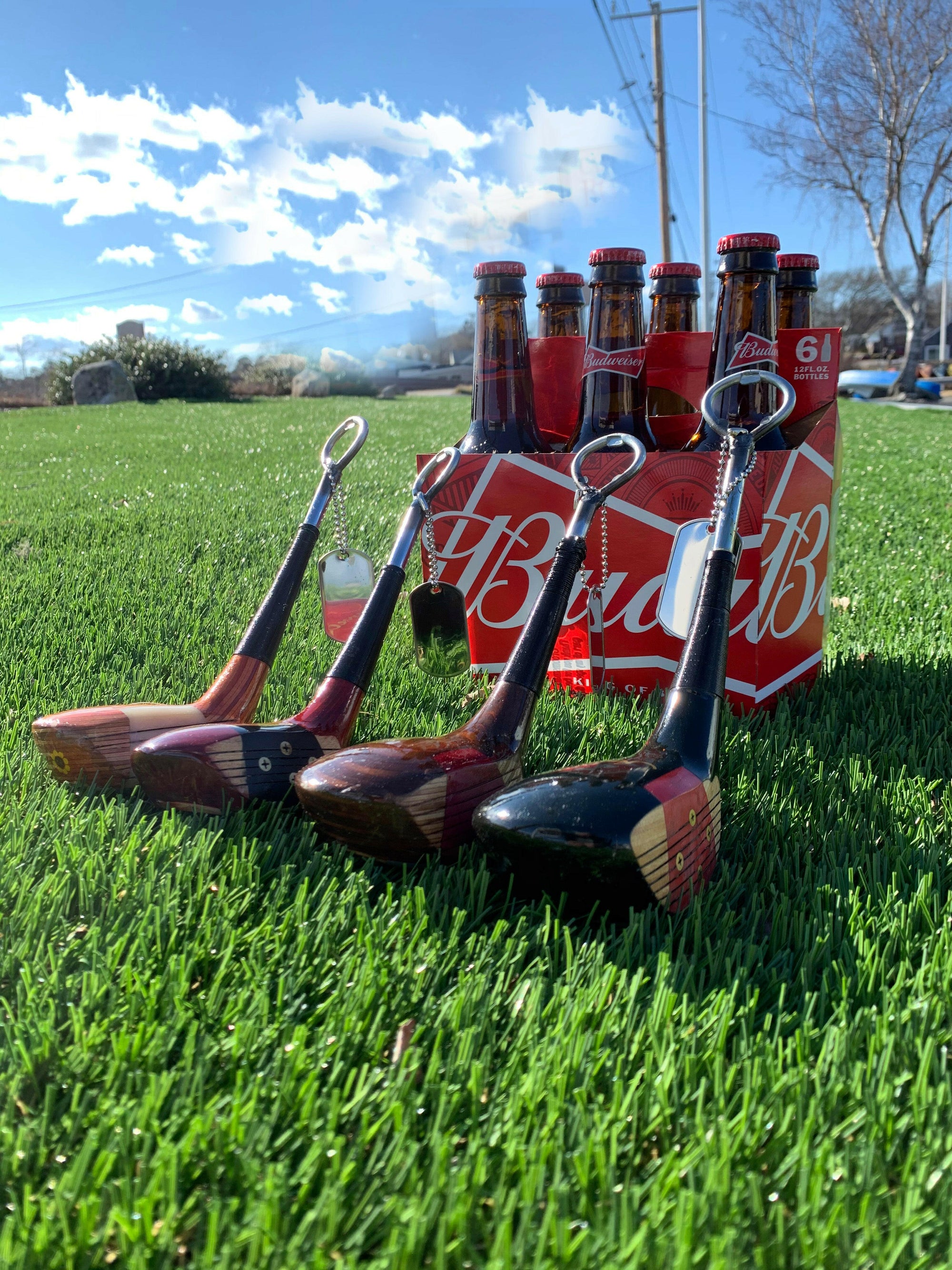Golf Club Bottle Opener Personalized with Dog Tag.