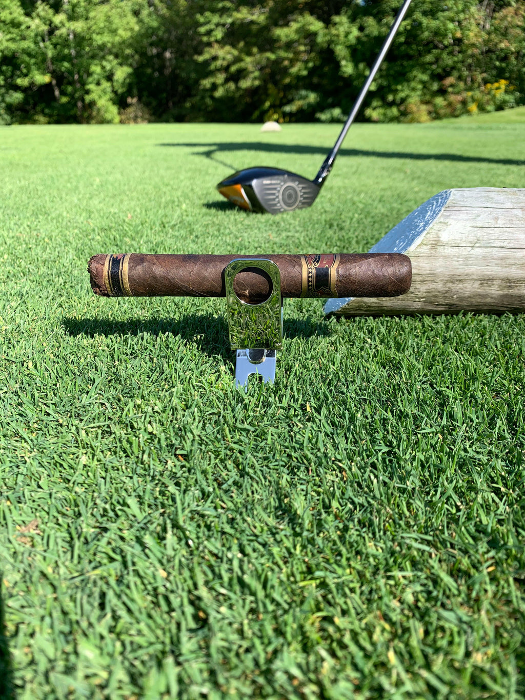 Personalized Golf Divot Tool with Cigar Holder.