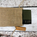 Personalized Green Canvas & Leather Wallet.