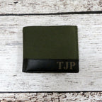 Personalized Green Canvas & Leather Wallet.