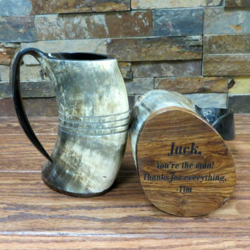 Authentic Buffalo Horn Personalized Beer Mug.