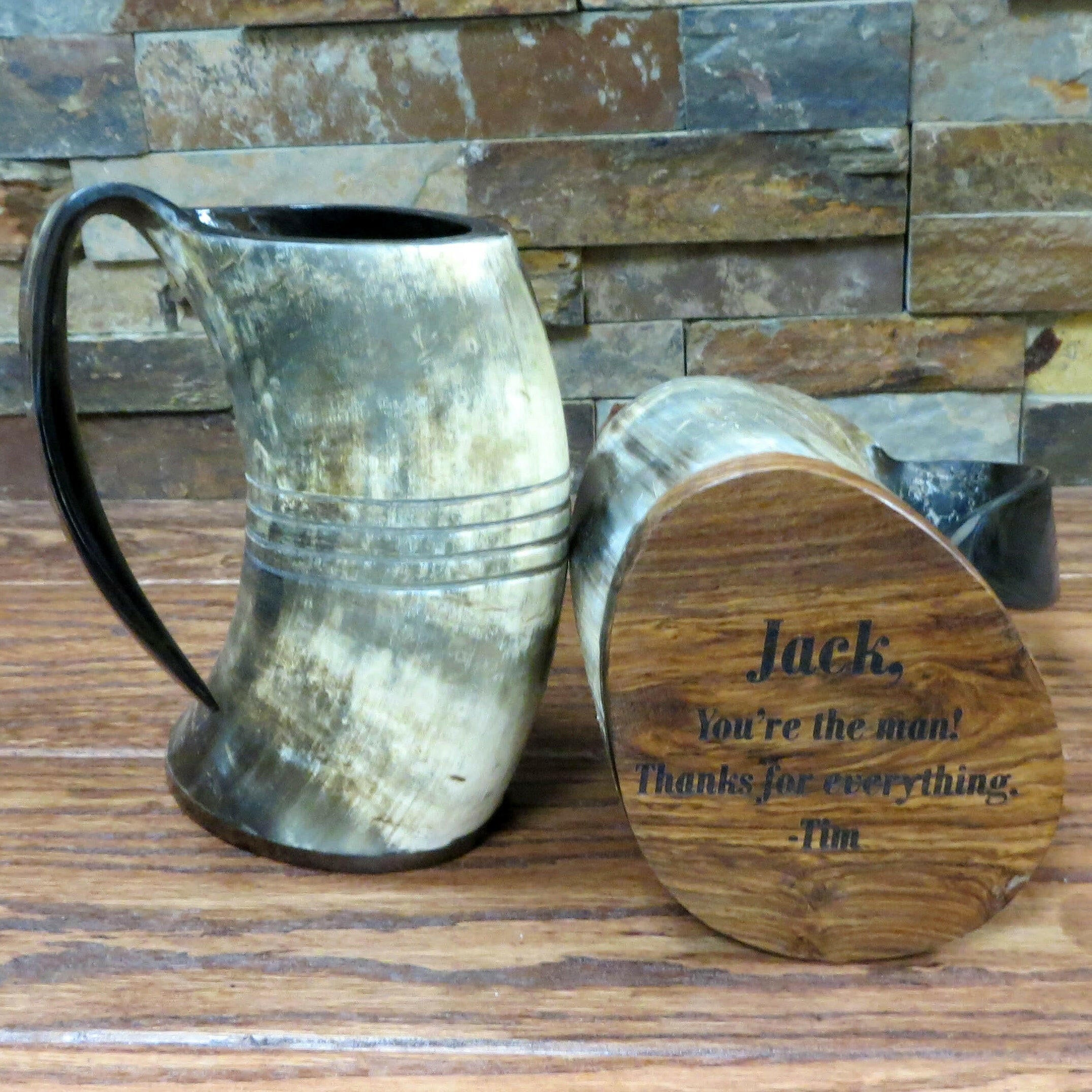 Authentic Buffalo Horn Personalized Beer Mug.