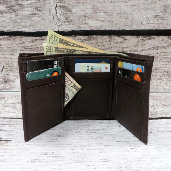 Leather Tri Fold Personalized Mans Wallet