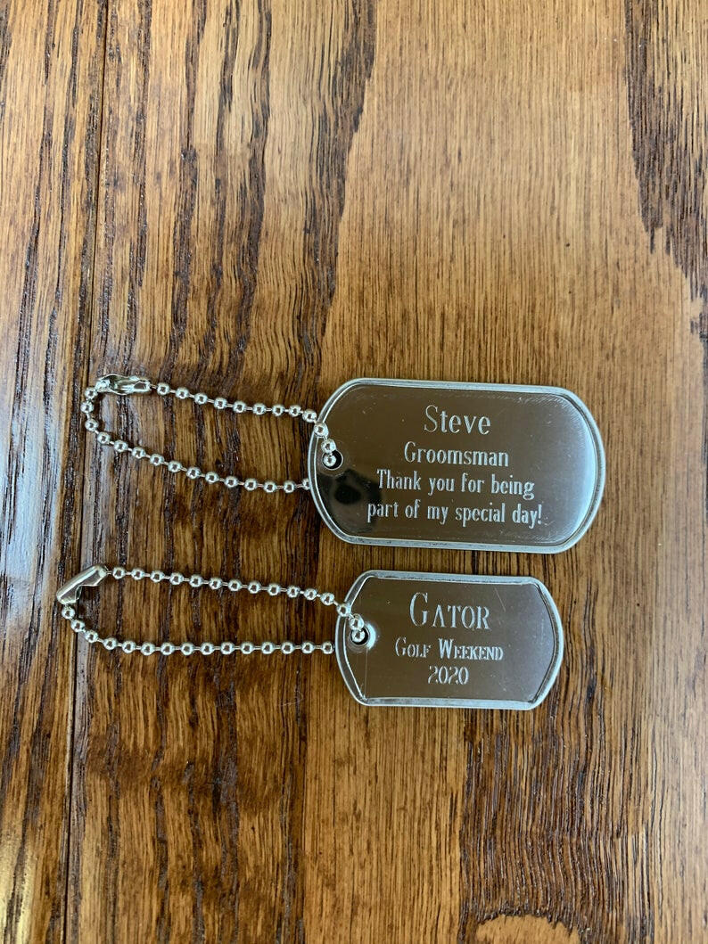 Iron Golf Club Bottle Opener Personalized with Dog Tag.