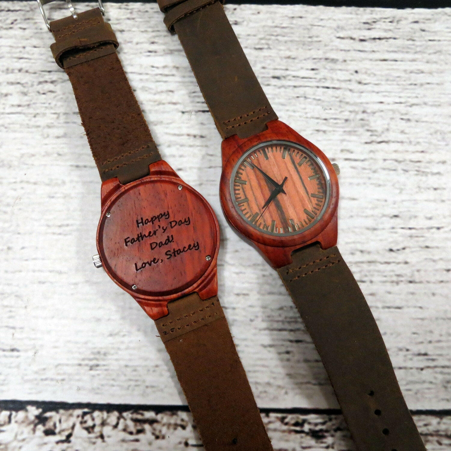 Red Wood Custom engraved Watch.