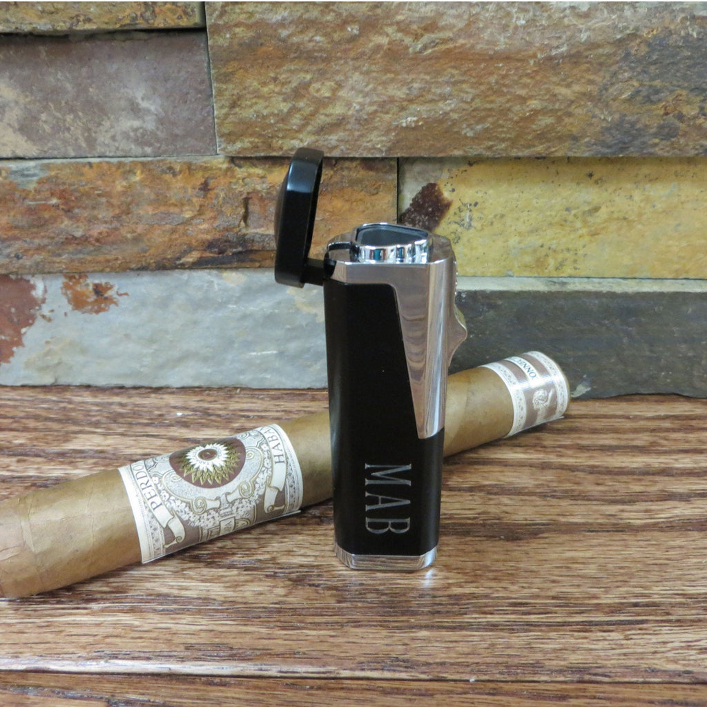 Cigar Torch Lighter w Cigar Cutter & Cigar Tube Set