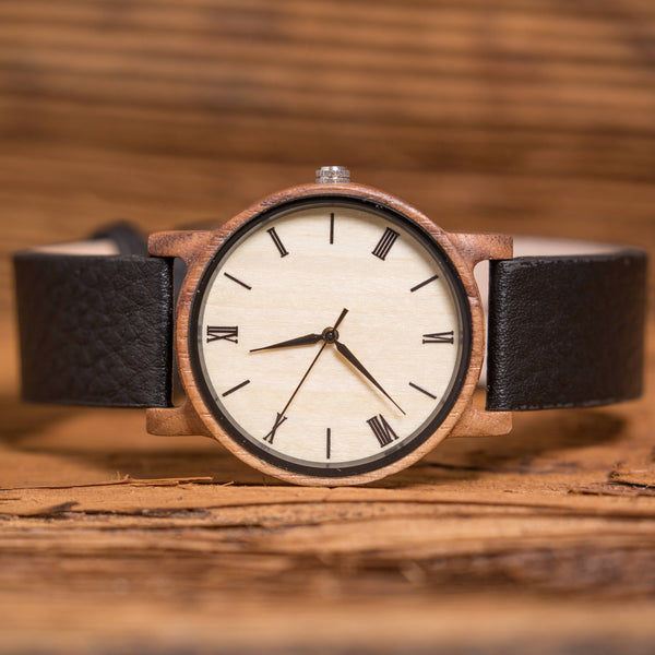 Wood Watch Personalized with Leather Band