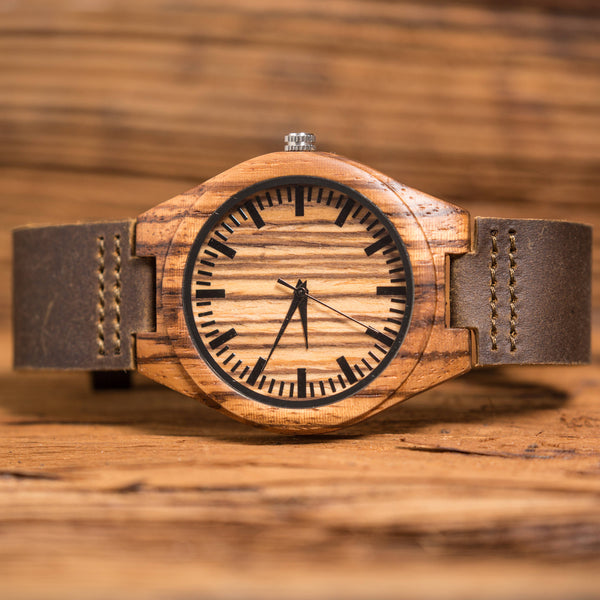 Personalized Wood Watch Leather Band