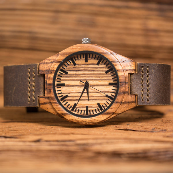 Personalized Wood Watch Leather Band